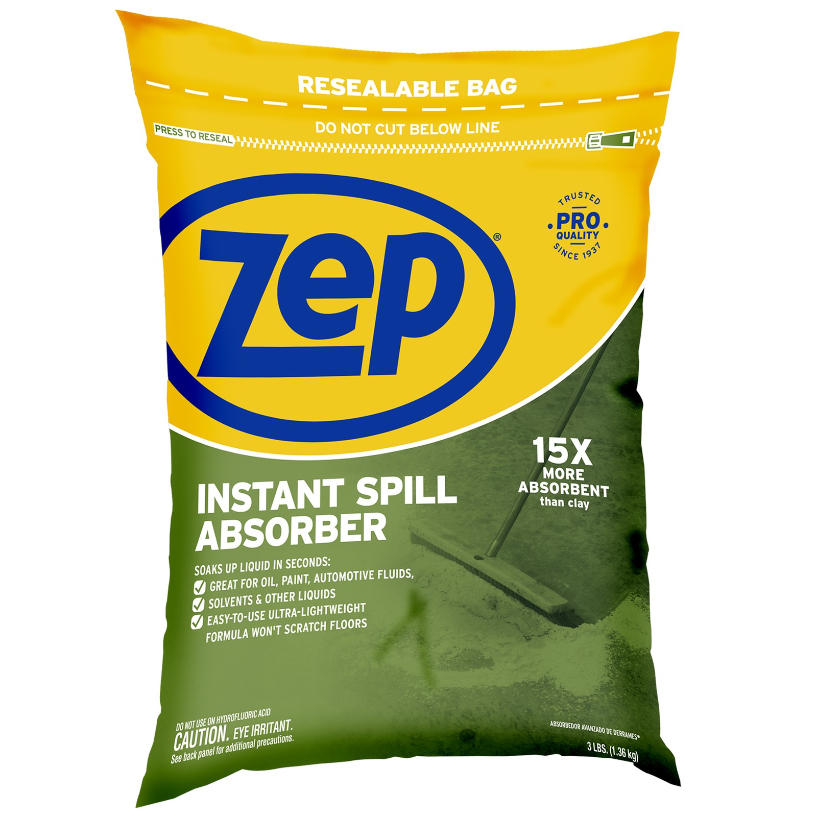 Zep Instant Spill Absorber – 3 Lb Bag (Case of 6) – ZUABS3 – Ultra-Lightweight