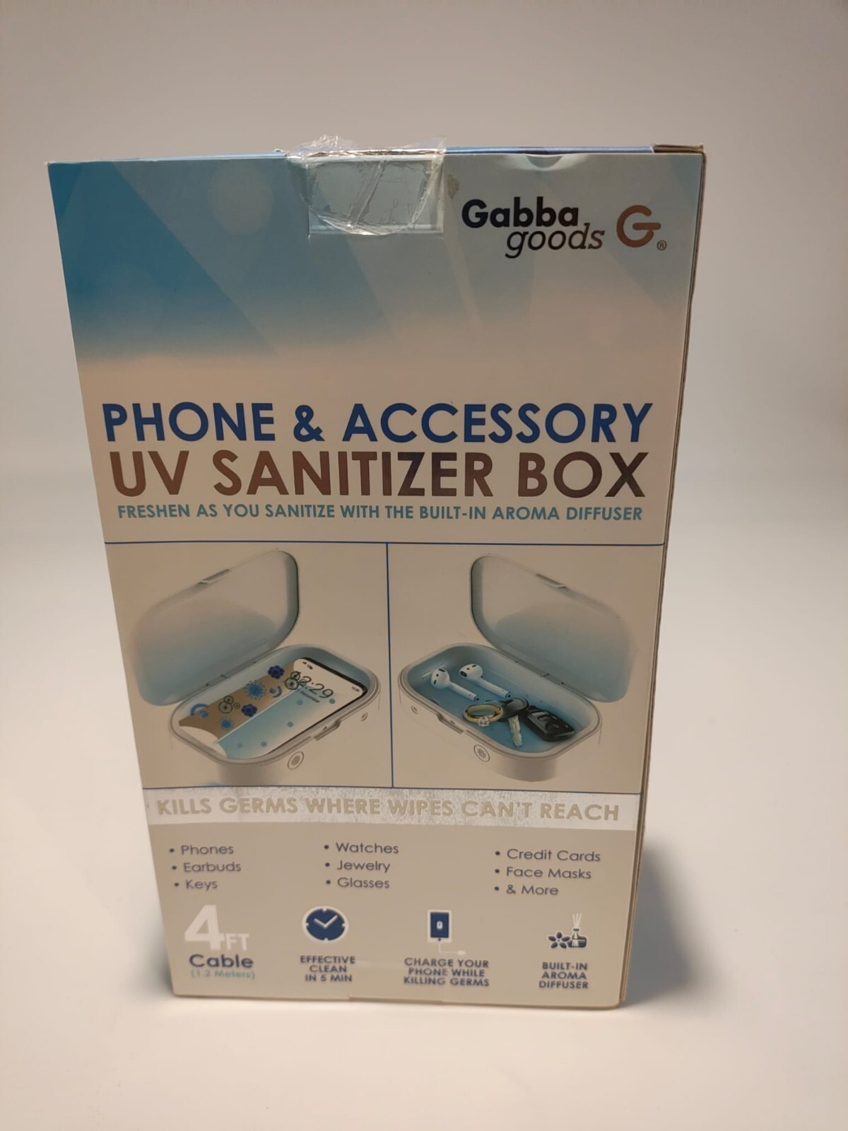 Gabba Goods Phone & Accessory UV Sanitizer Box GG-UVB-01WH NEW IN BOX