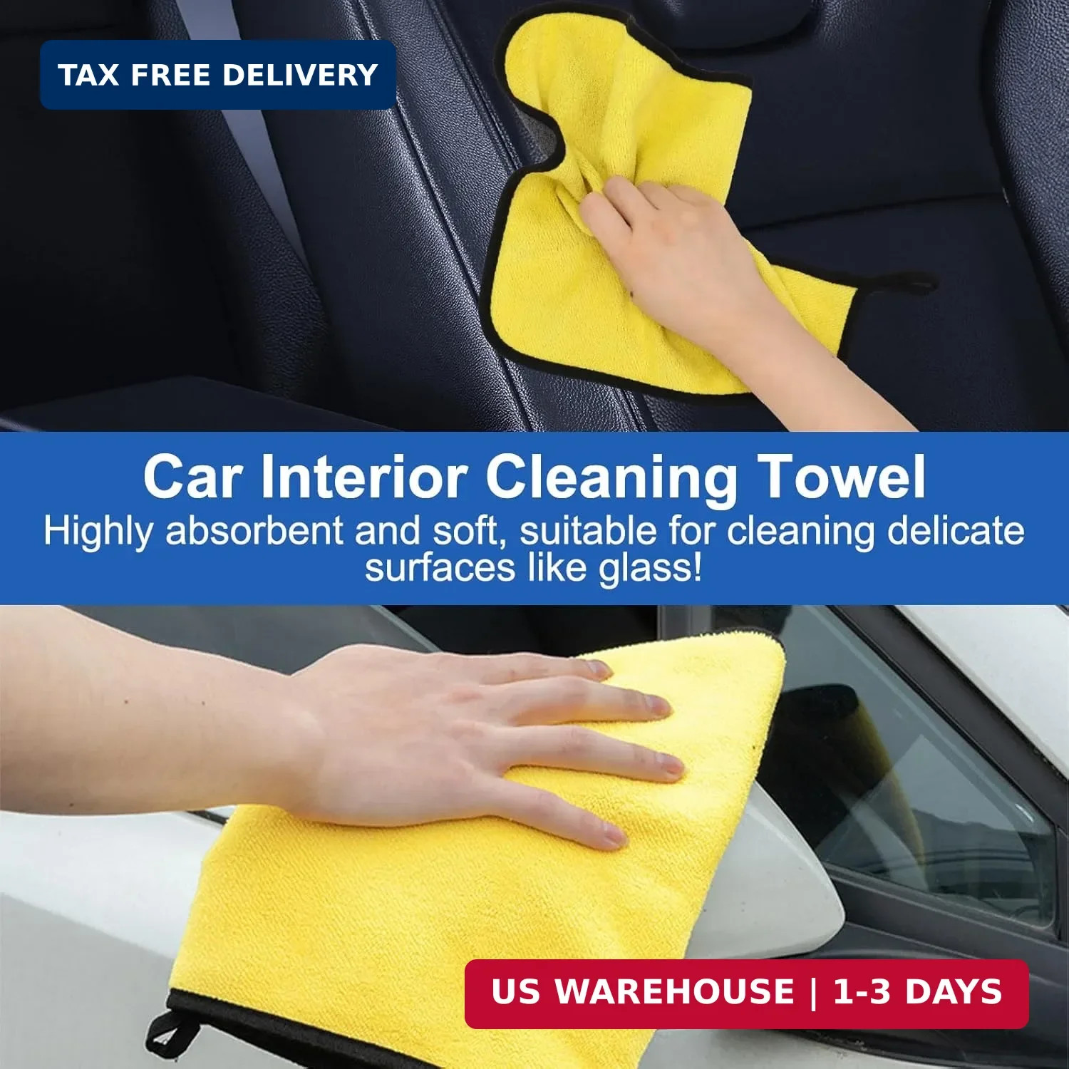 Car Interior Duster Detailing Brush Set Cleaning Gel Kit, Soft Microfiber Towels