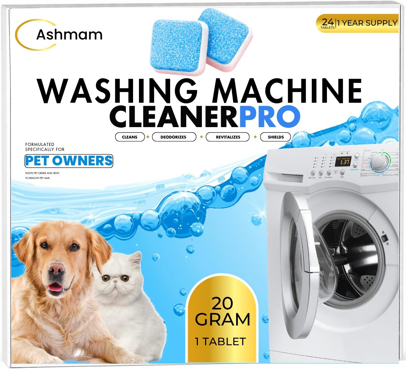 Washing Machine Cleaner Tablets, 24 Pack 1 Year Supply – Deep Clean Washer Cl…