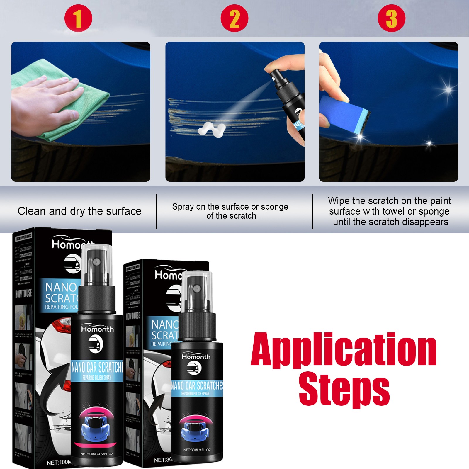 Scratch Repair Spray for Car Paint – Scratch & Swirl Remover Gloss Restorer