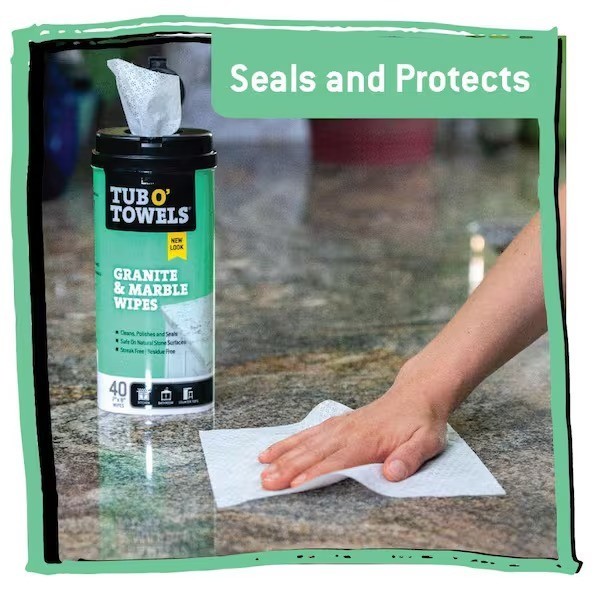 Tub O’ Towels Granite and Marble Cleaning Wipes (40-ct) Clean & Polish No Streak