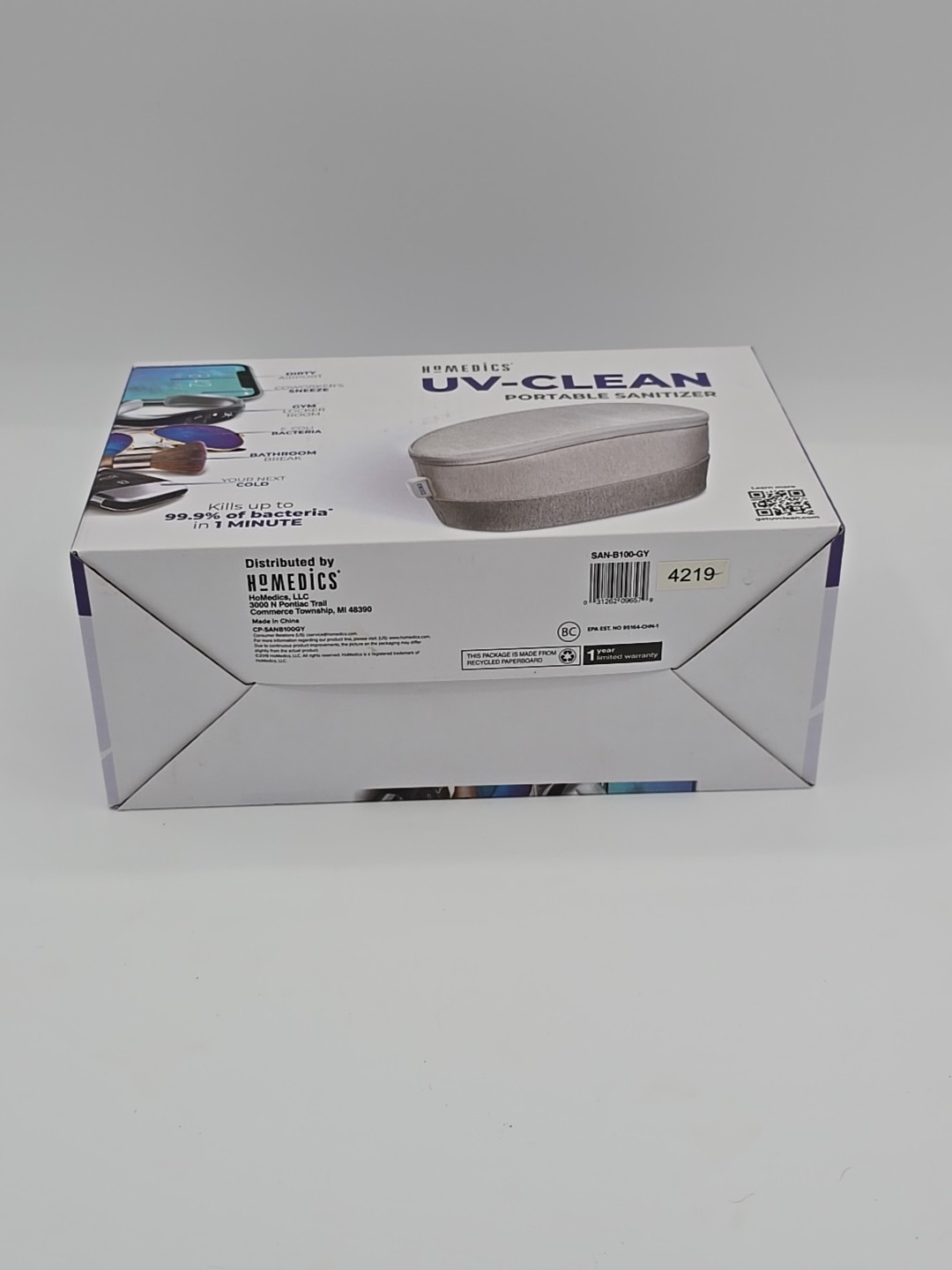 Homedics UV-Clean Portable Sanitizer, Open Box But New, Never Used.