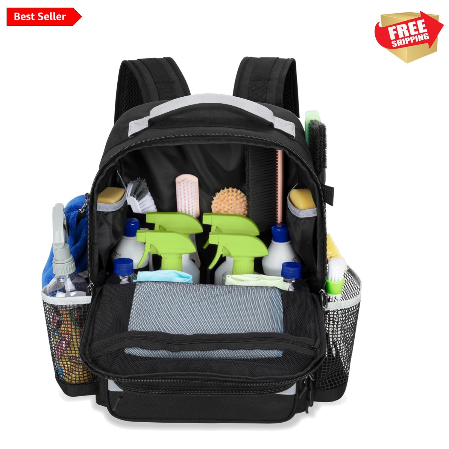 Deluxe Waterproof Cleaning Backpack with Multiple Pockets for Organizing Tools