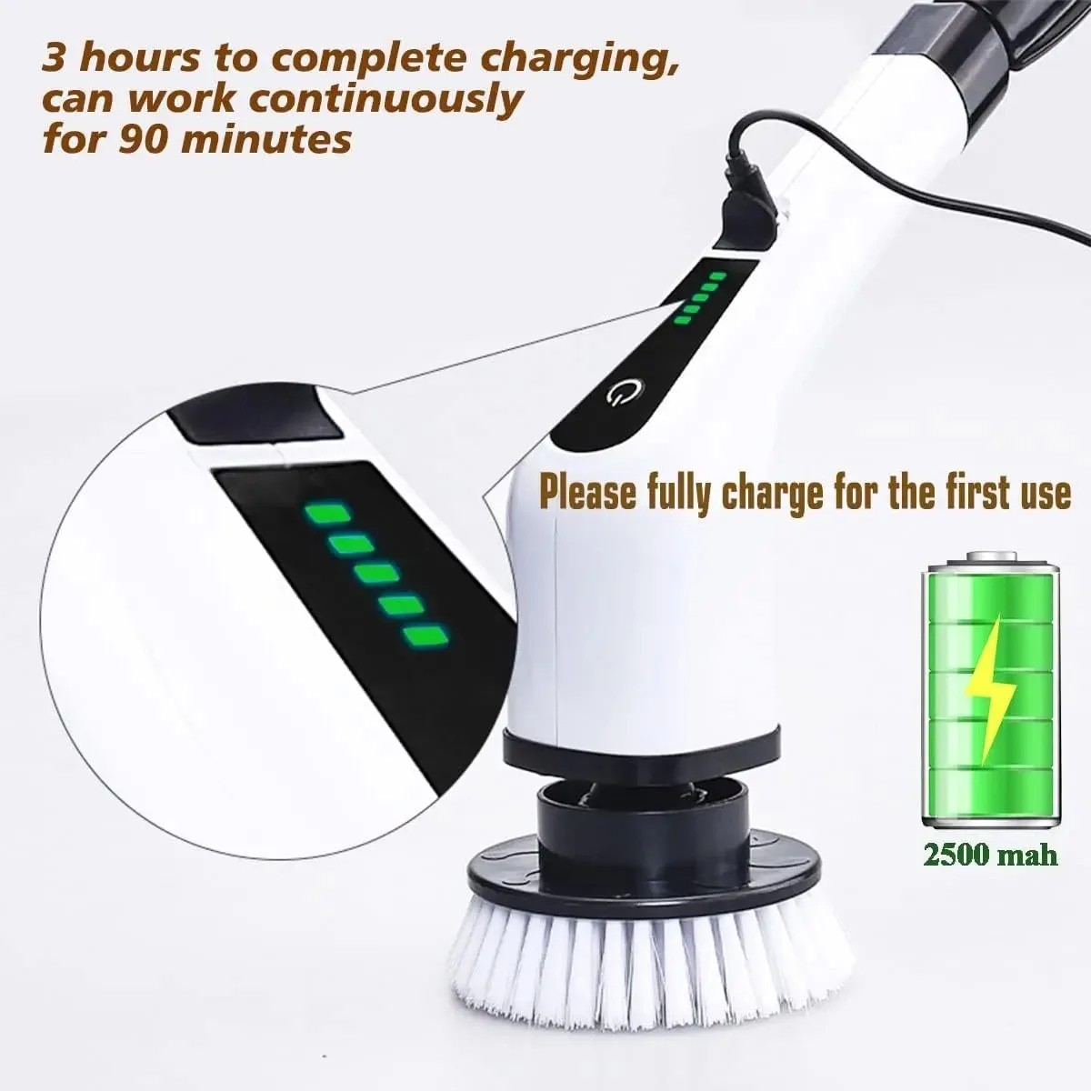 ANENG Electric Spin Scrubber Cordless Cleaning Brush for Bathroom Kitchen
