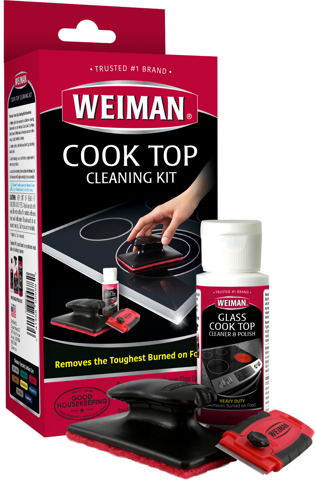 WEIMAN Glass Stove Cook Top Complete CLEANING KIT Scrubber & Scraper Included
