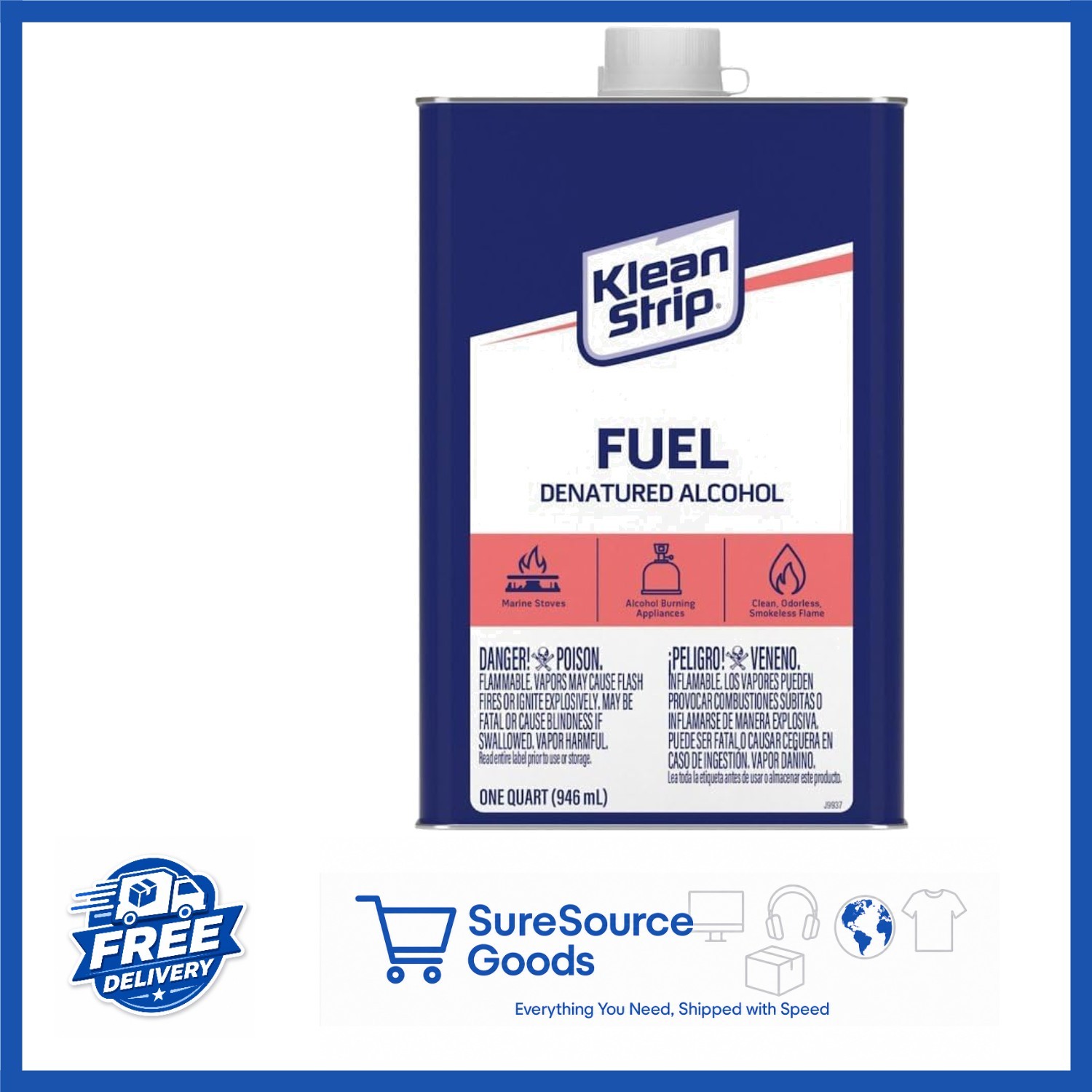 Klean-strip Qsl26 Denatured Alcohol 946ml Liquid Bottle for Cleaning Fuel