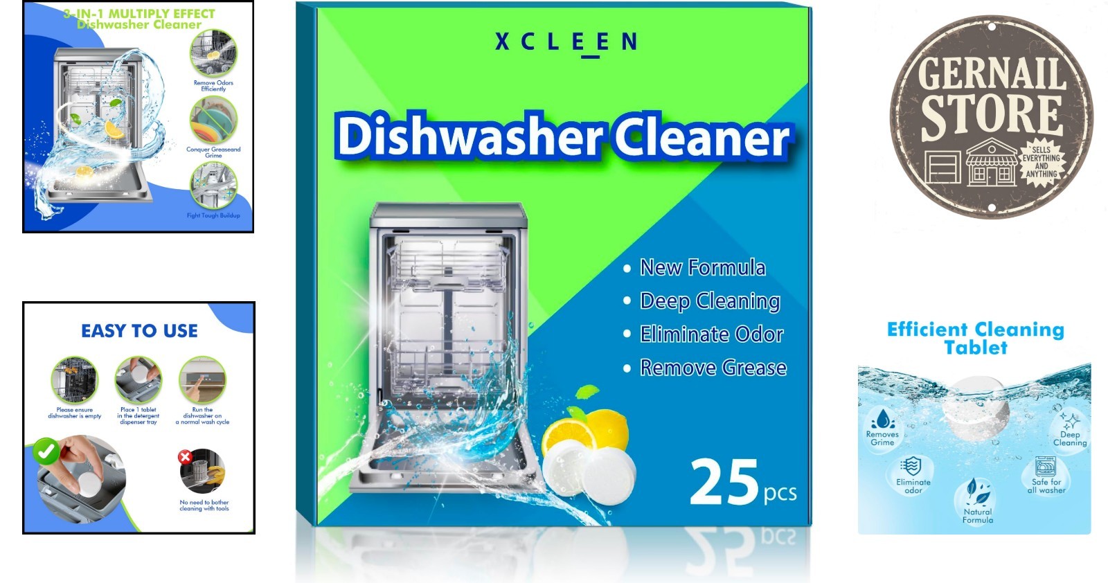 Natural Ingredients Dishwasher Cleaner Tablets – 25 Count for Easy Use