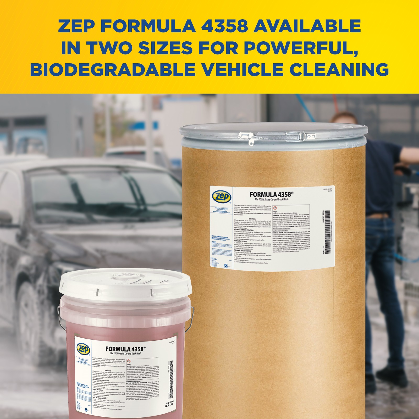 Zep Formula 4358 Heavy-Duty Powdered Car and Truck Wash – 5 Gallon (1 Unit)