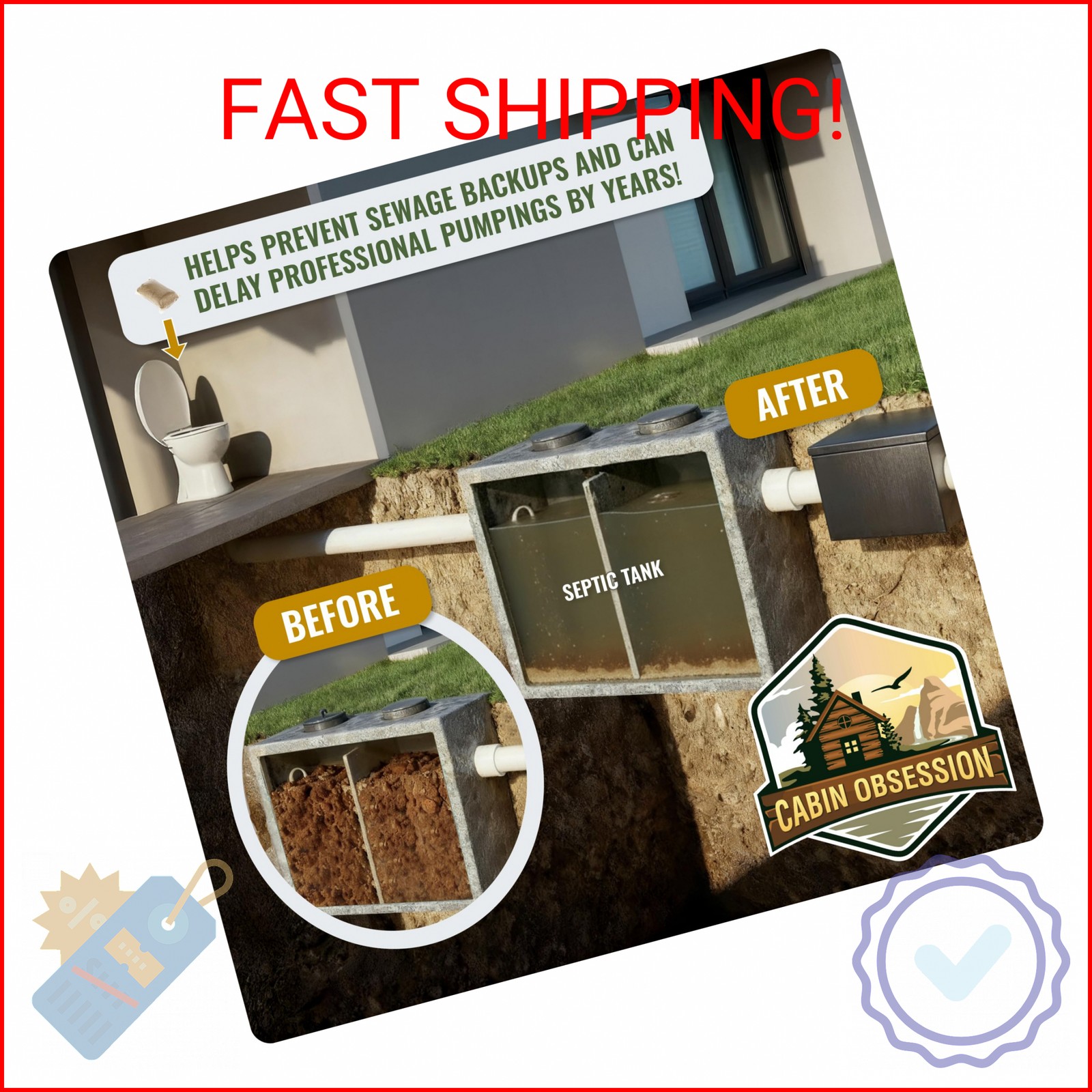 Septic Tank Treatment – 1 Year Supply of Septic Safe Dissolvable Easy Flush Live