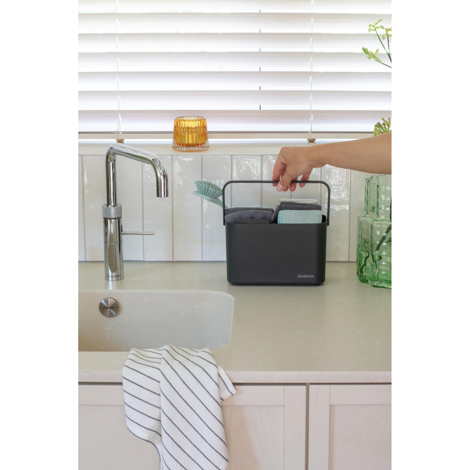 Brabantia SinkSide Cleaning Set of 8 – Dark Gray | Cleaning Caddy with Handle…