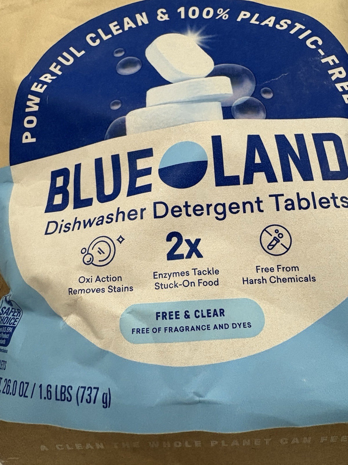 Blueland Dishwasher Detergent Tablets, Fragrance & Plastic-Free, 110-count