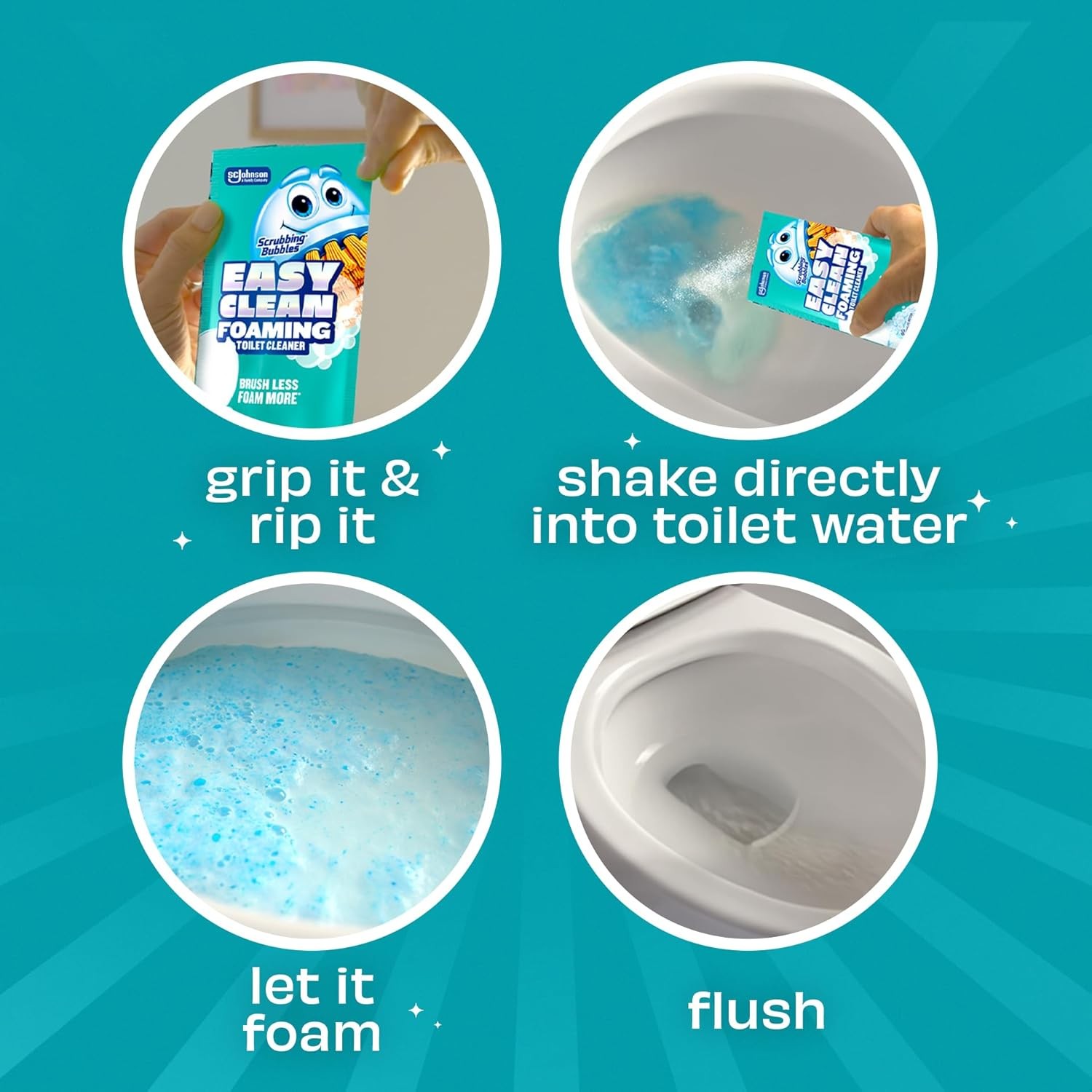Scrubbing Bubbles Toilet Cleaner Powder Pouches 2 Pack Easy Clean Foaming