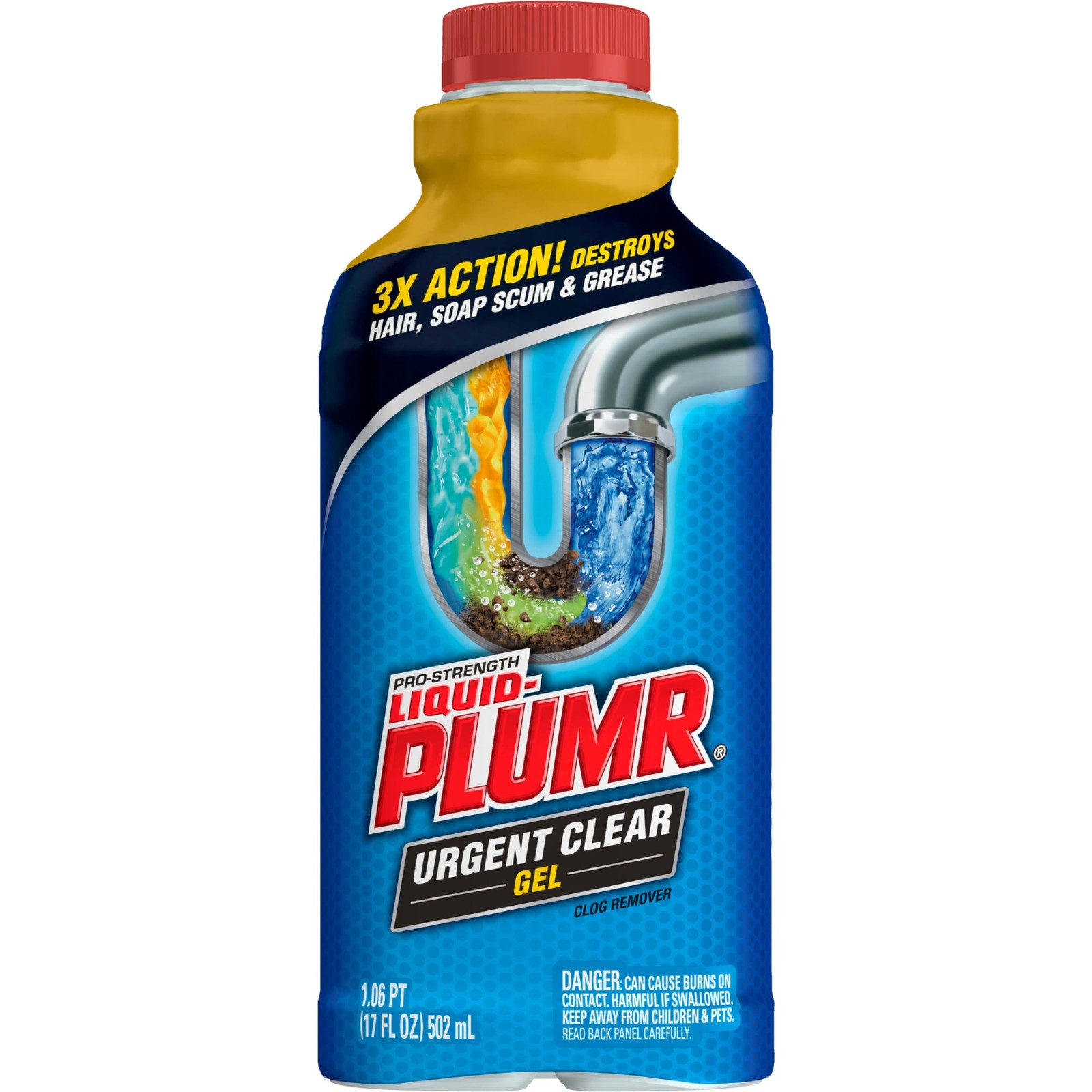 LiquidPlumr ProStrength Urgent Clear, Liquid Drain Cleaner, 17 Ounces