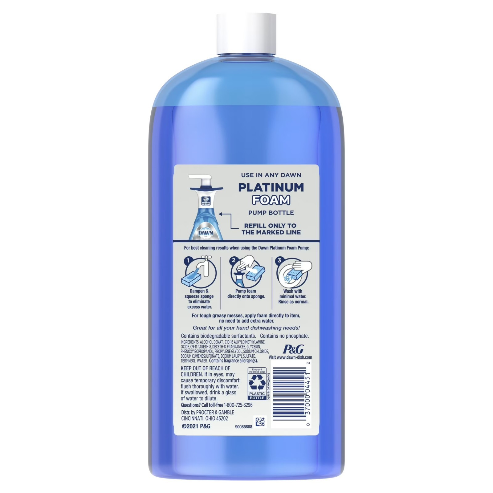 Dawn Platinum Foam Refills, Fresh Rapids Scent 2 Refill Bottle and 1 pump