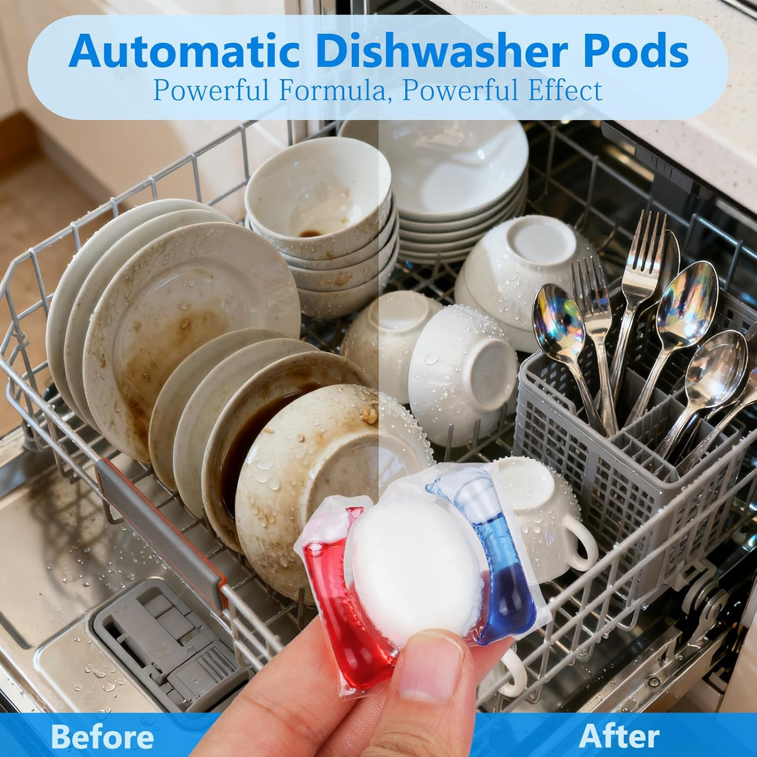 200 Count Dishwasher Pods, No Pre-Rinse Dishwasher Detergent Soap on Stain and G