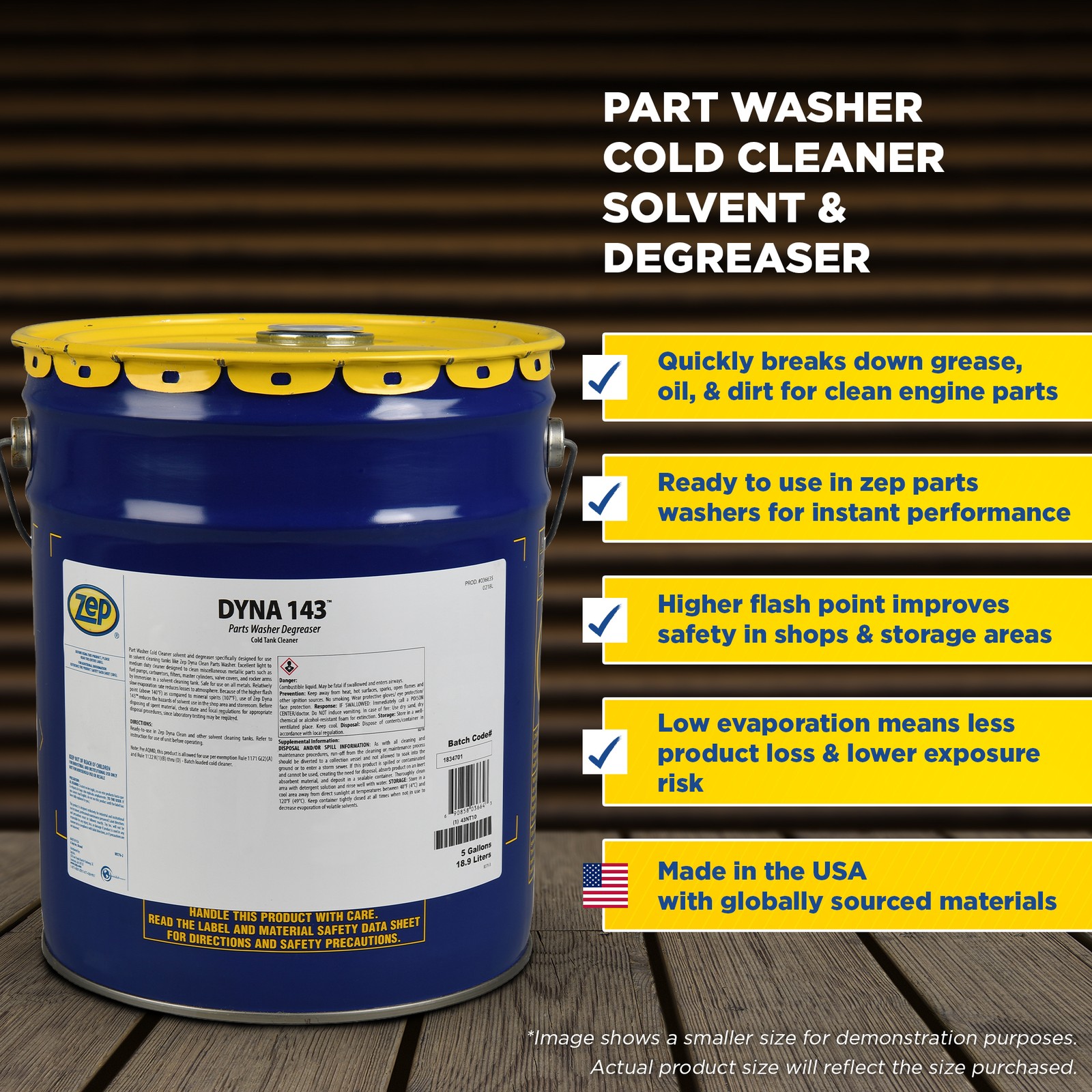 Zep Dyna 143 Parts Washer Solvent – 20 Gallon (1 Drum) 36650 – Designed for use
