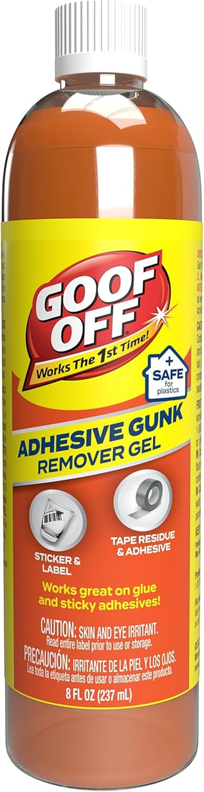 Adhesive Gunk Remover, 8 Fl. Oz., Removes Stickers, Glue, Labels, Tape Residue a