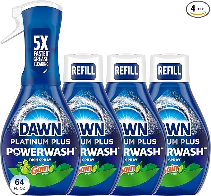 Dawn Powerwash Gain Original Dish Spray Starter Kit + 3 Refills, 64oz Total