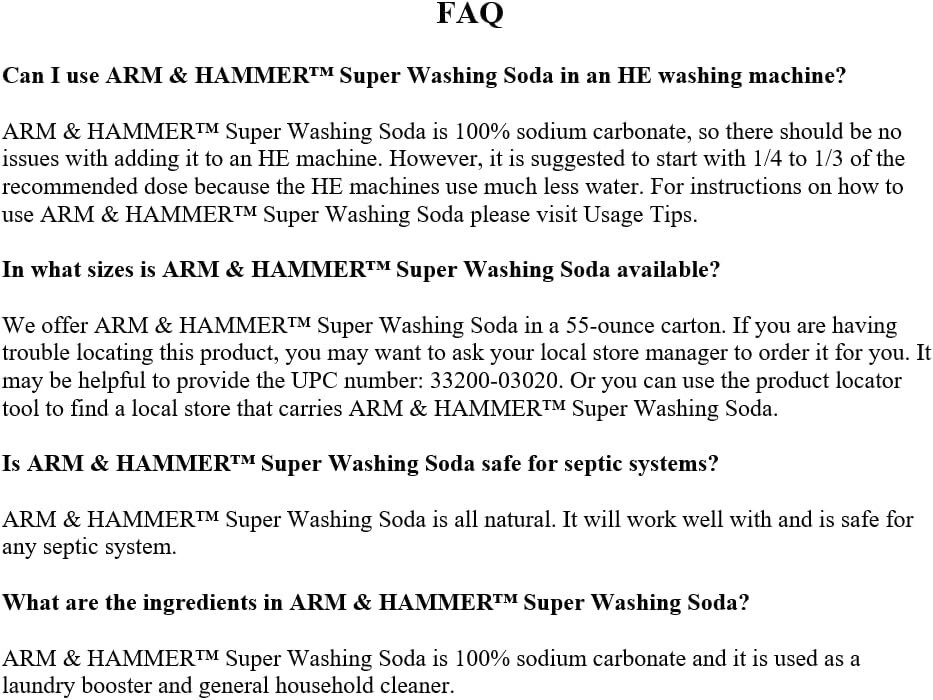 ARM & HAMMER Super Washing Soda – Natural Cleaner, 55oz