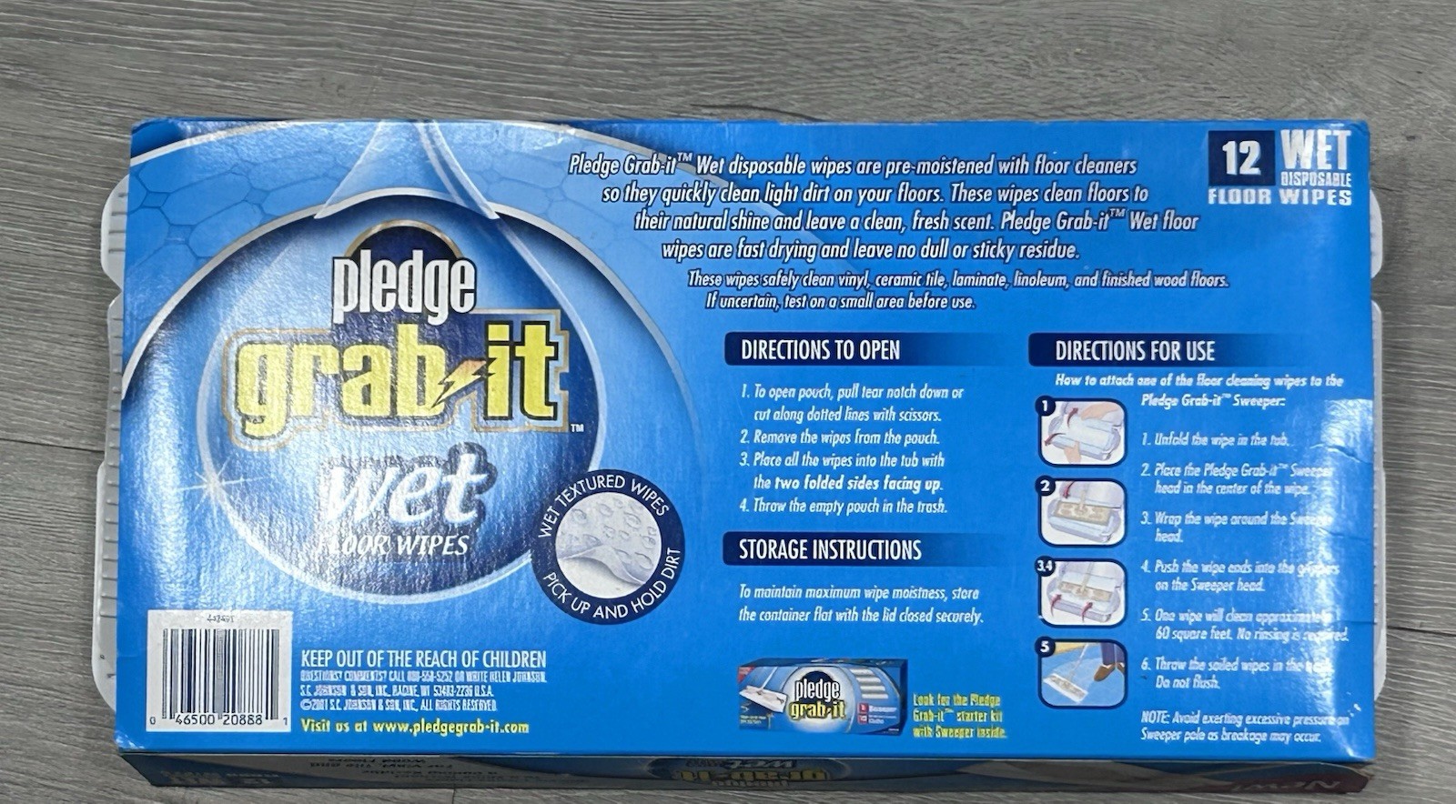 VTG Pledge Grab-It Wet Floor Wipes 12 Count DISCONTINUED New Sealed Pouch Box
