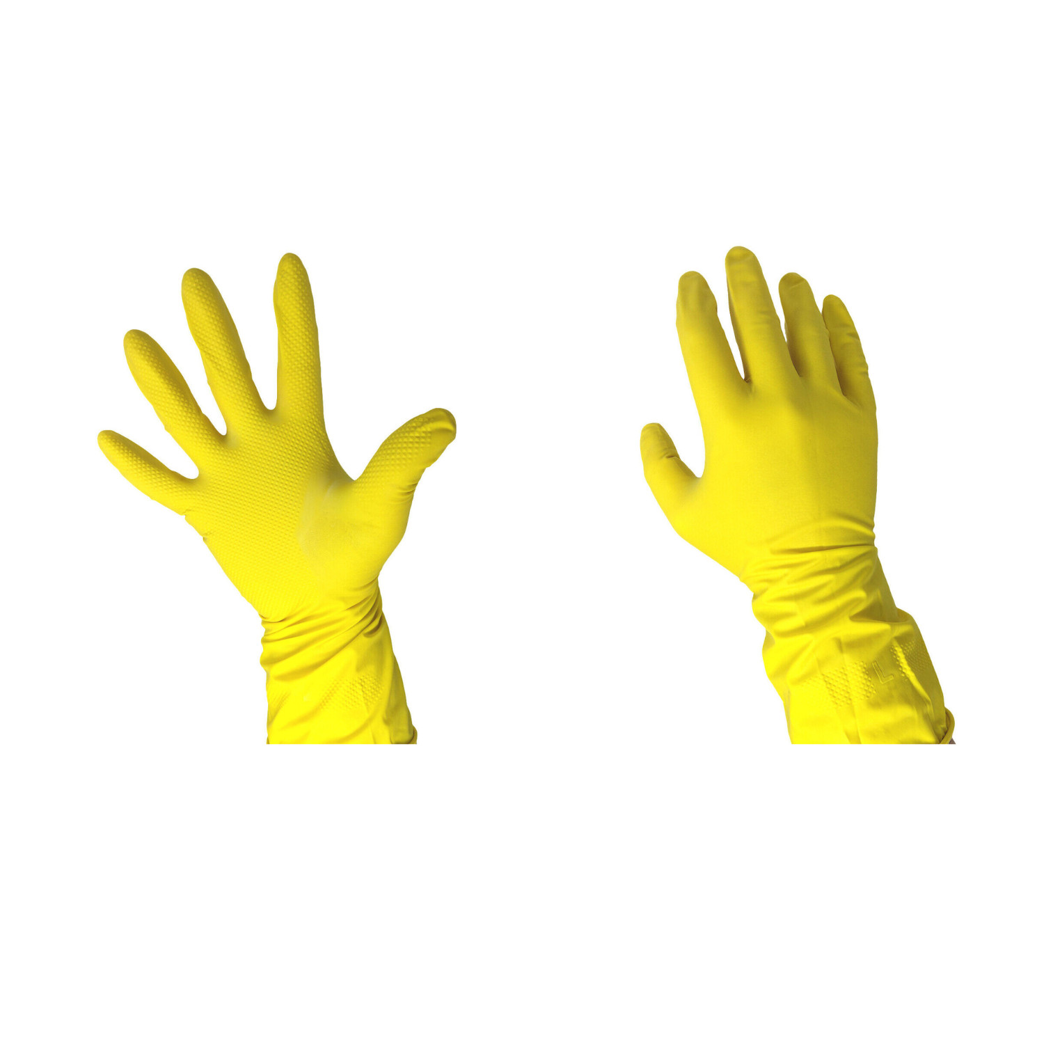 2 Pairs Household Cleaning Washing Up Latex Kitchen Gloves Yellow Rubber medium