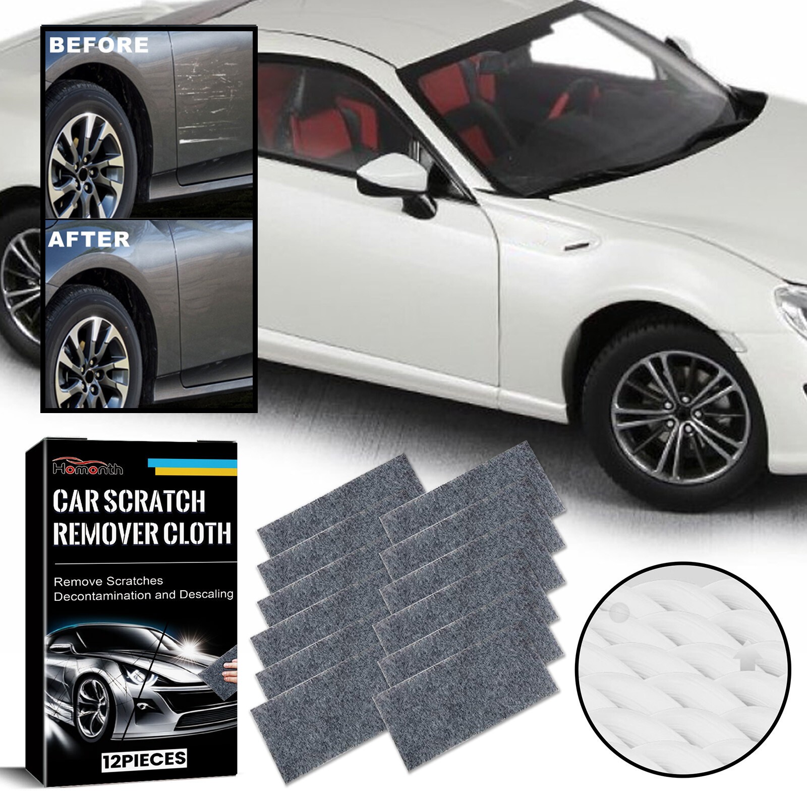 12~36PCS Nano Sparkle Cloth For Car Scratches Nano Magic Cloth Scratch Remover