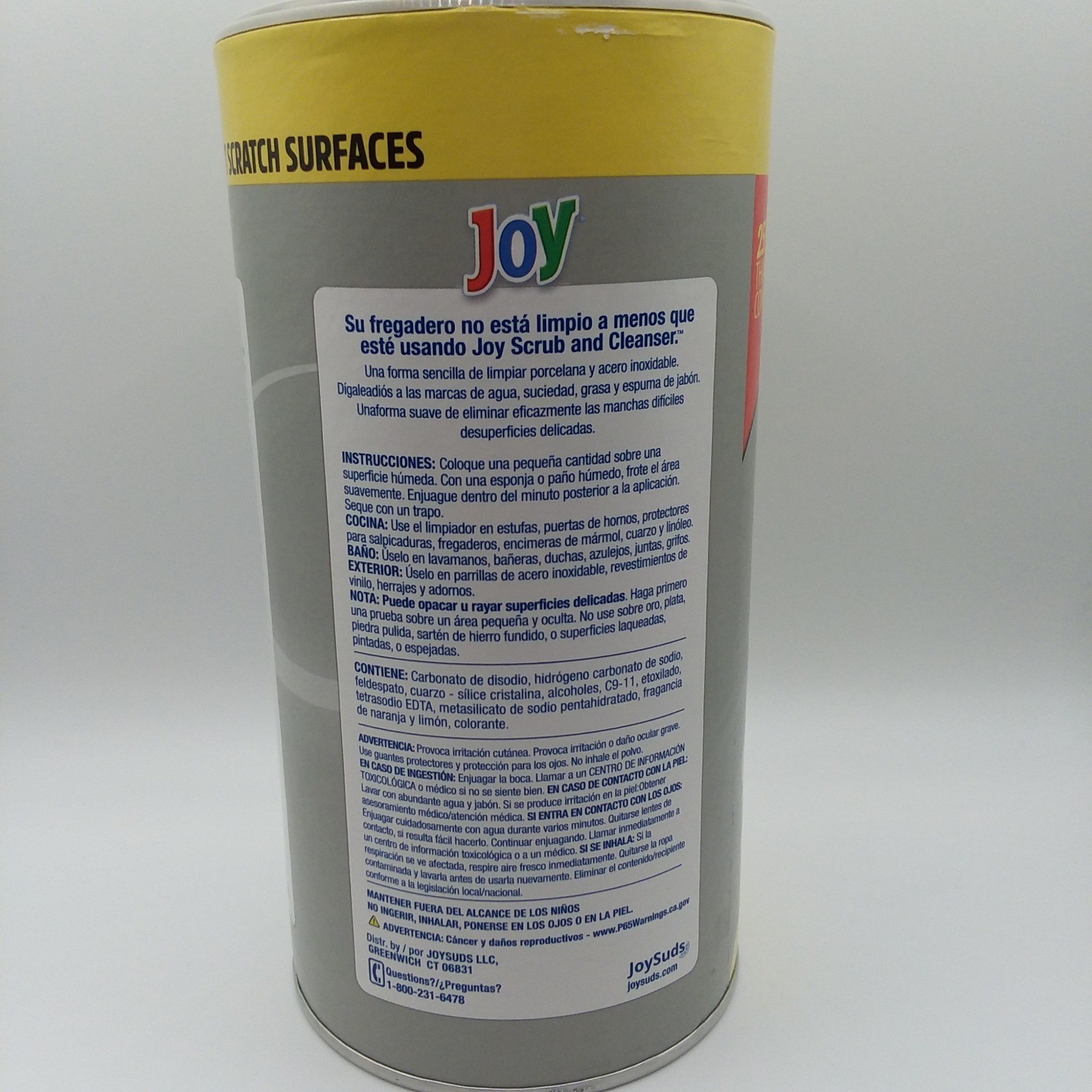 Joy Scrub & Cleanser Lemon Fragrance 15 oz No Bleach Close-Top Lid Tough Stains