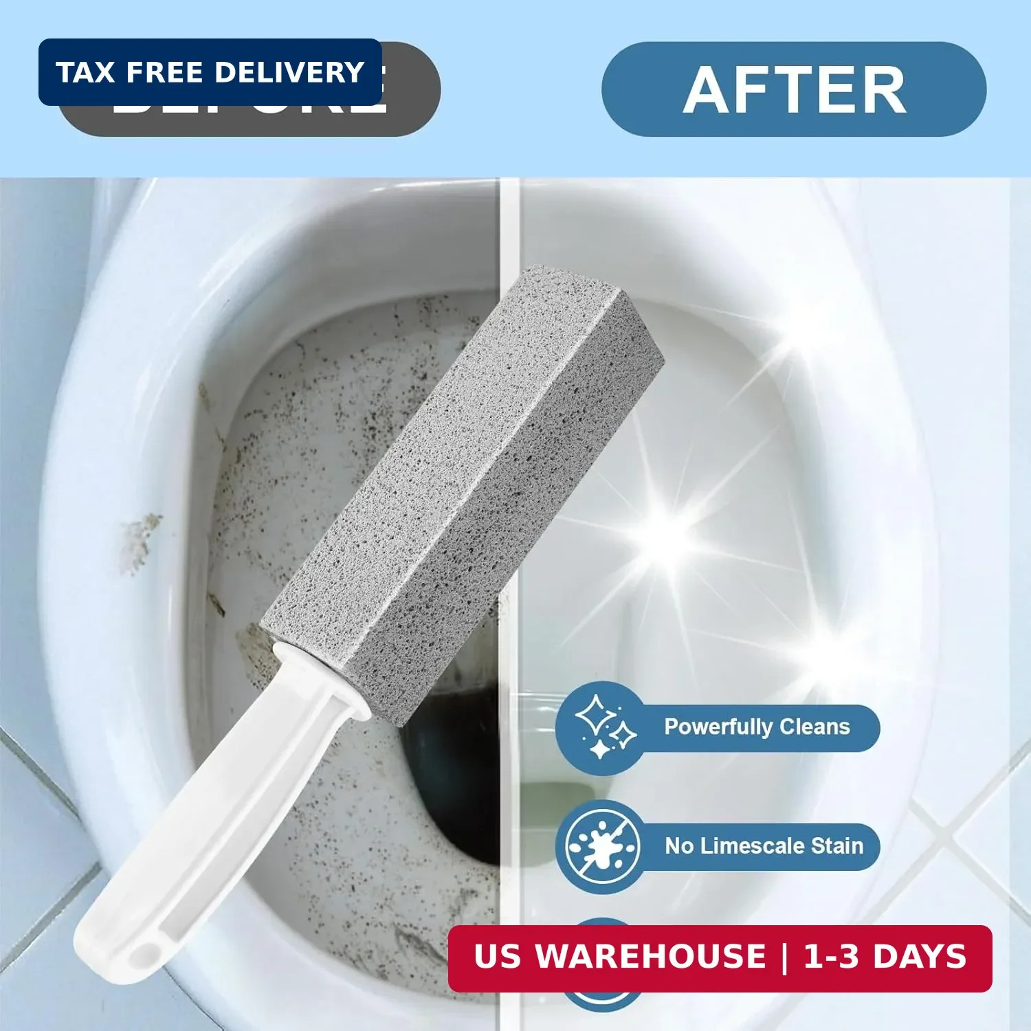 5 Pack Pumice Stone Toilet Cleaner w Handle Hard Water Ring Rust Remover