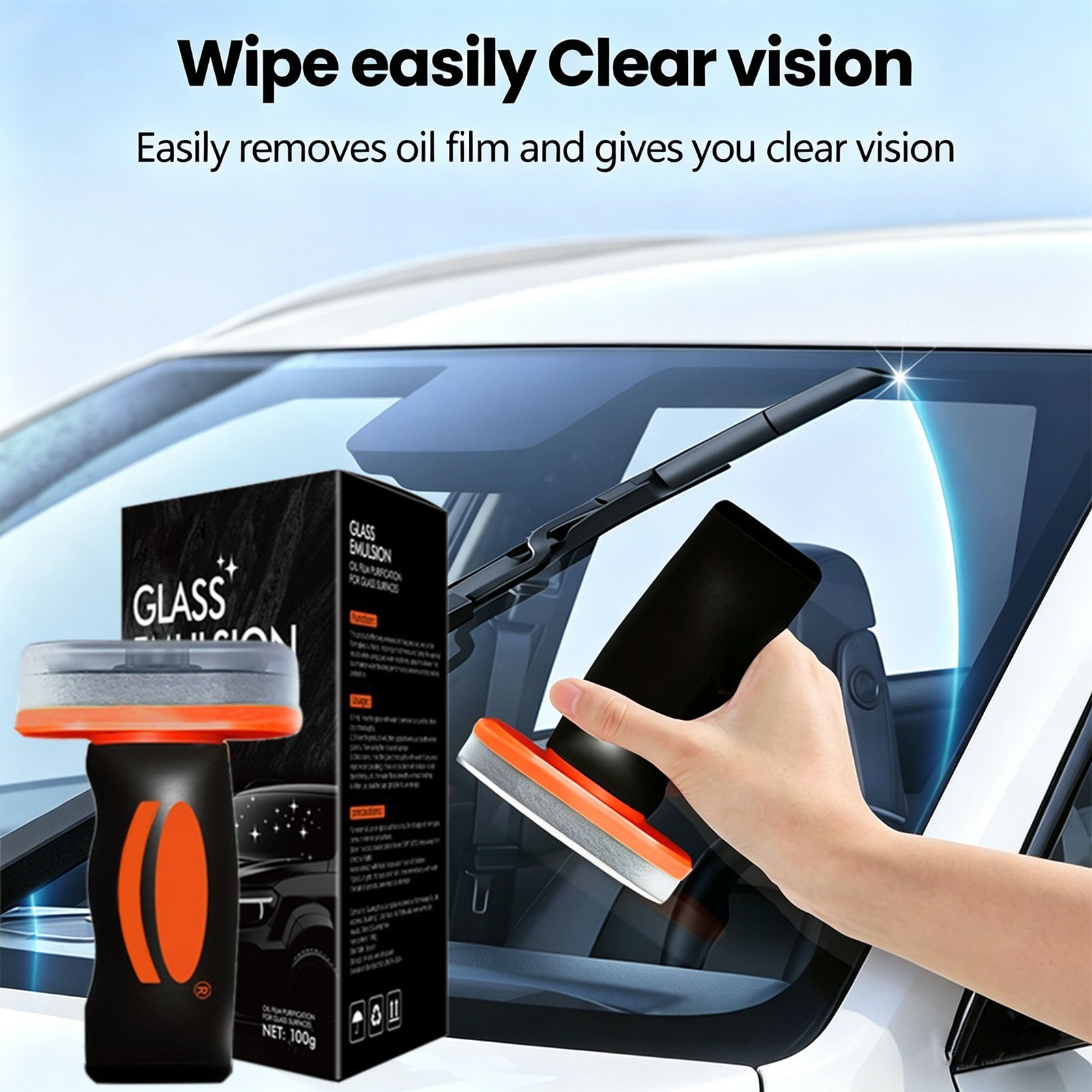 Glass Guard&Emulsion Cleaner Removes Oil Film&Smudges,Improve Windshield Clarity