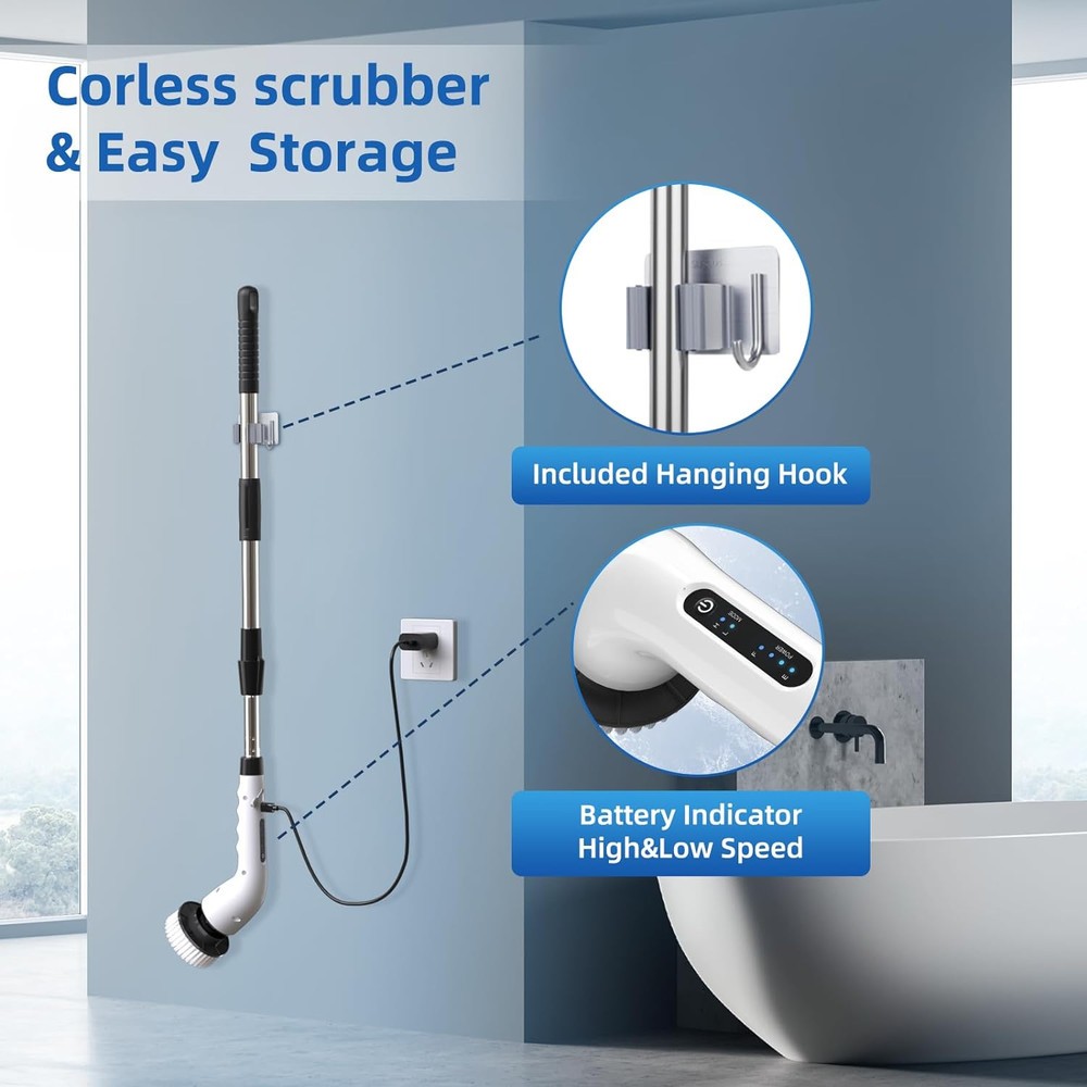 8 IN 1 Electric Spin Scrubber Cordless Power Cleaning Brush rechargeable cleaner