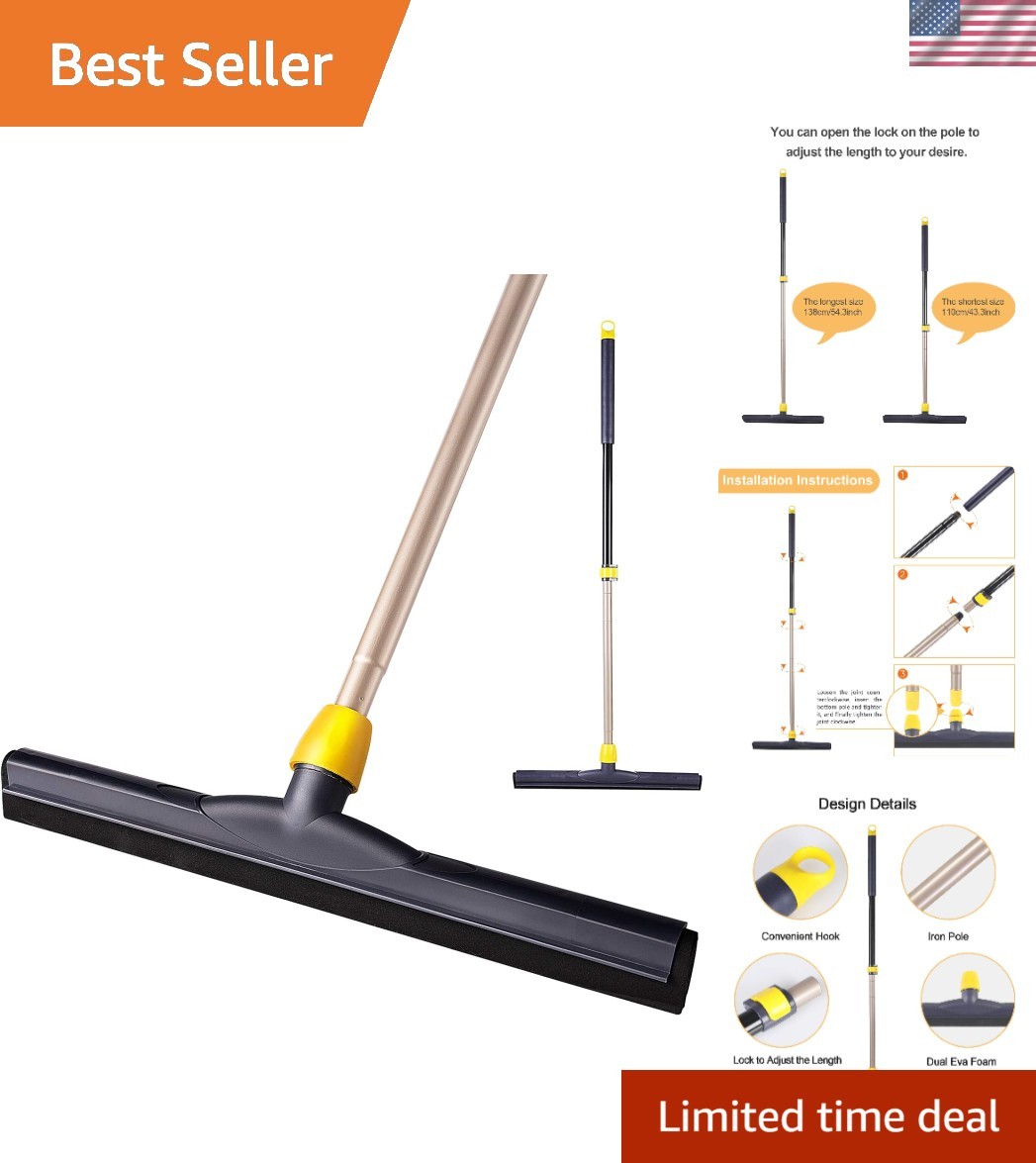 Adjustable Telescopic Floor Squeegee with EVA Foam Blade for Effortless Cleaning