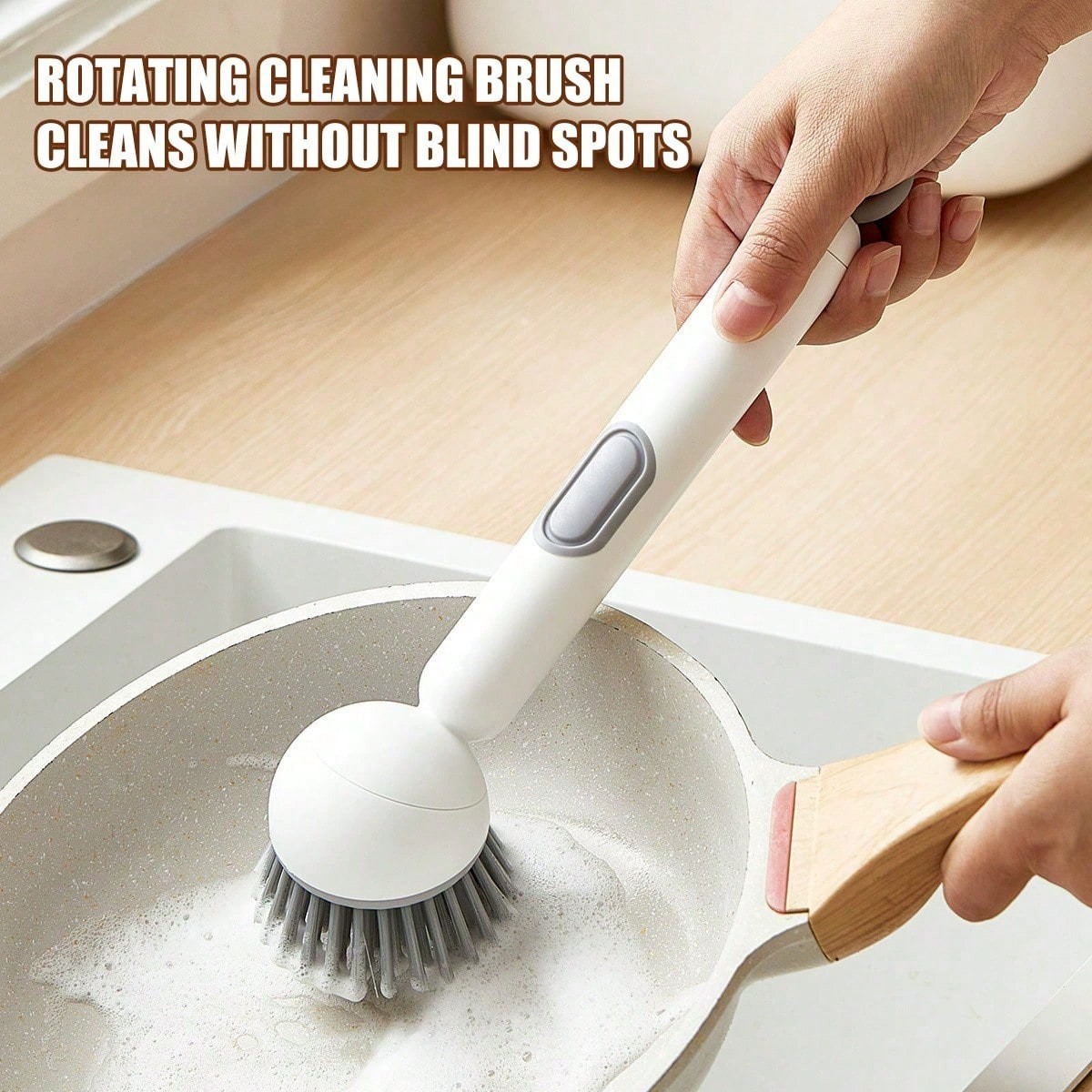 Dish Brush – Dish Brush with Detergent Dispenser – Adjustable Angle & Rotating
