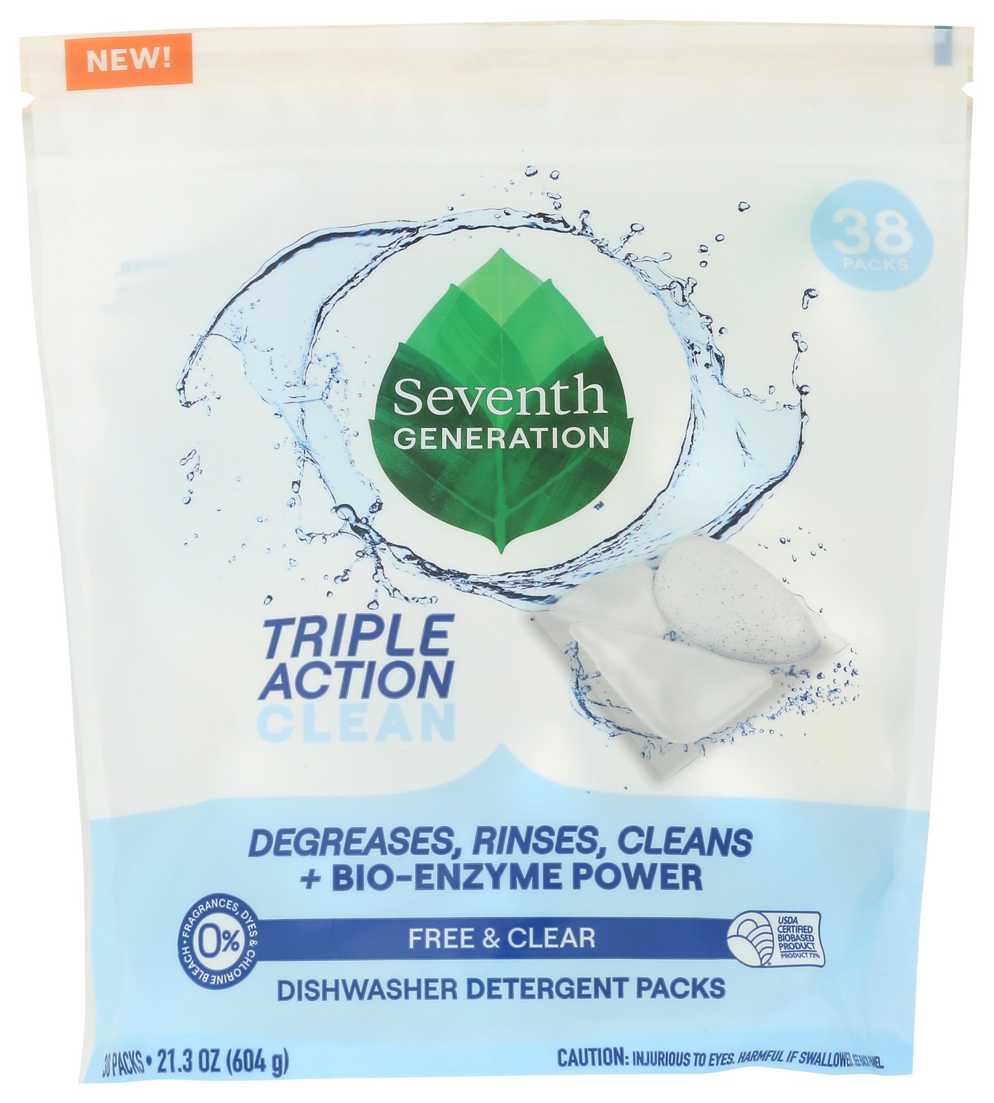 Seventh Generation Free And Clear Dishwasher Detergent Packs 6 Pack