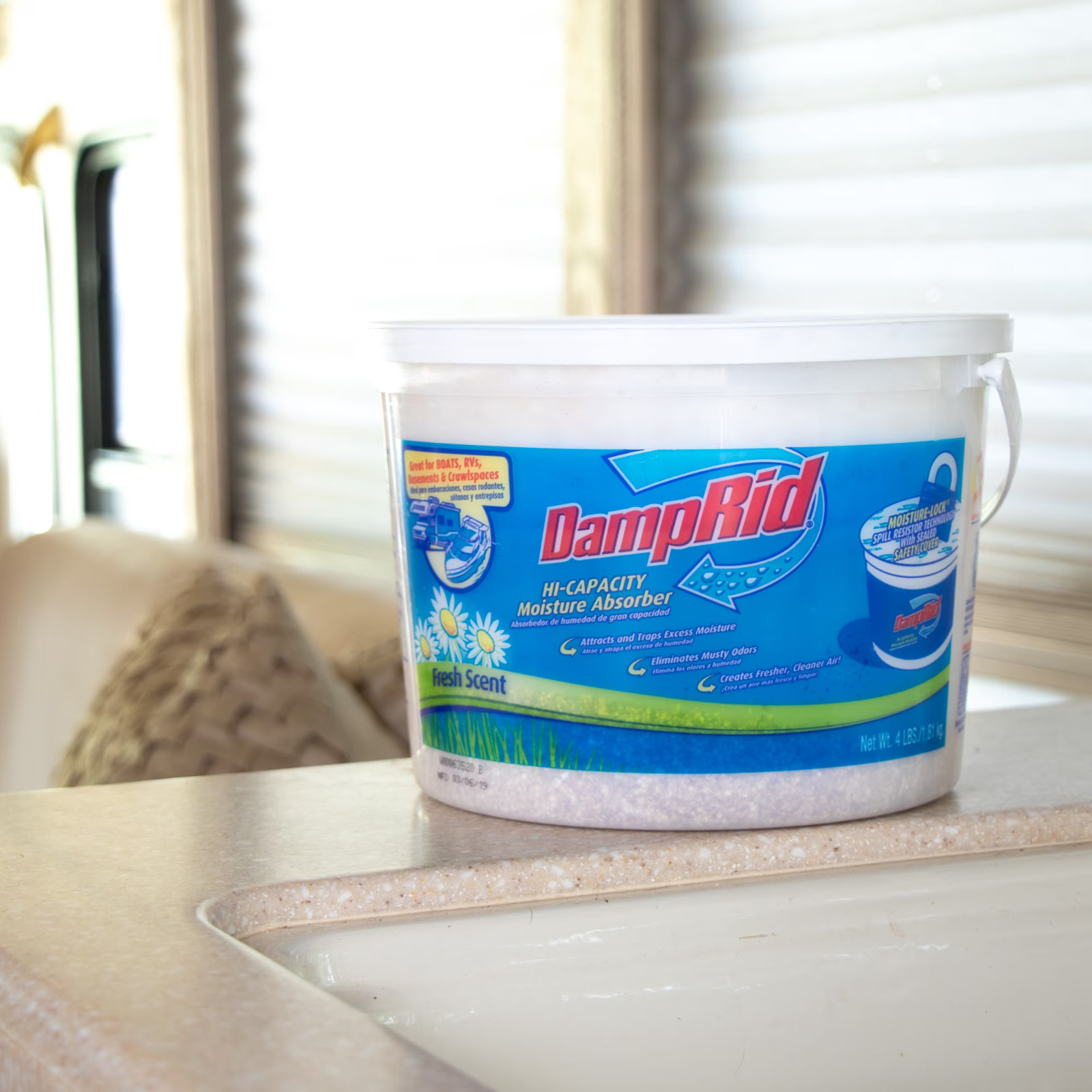 DampRid Moisture Absorber 4 Lbs Fragrance Free Remove Odors Hi-capacity Bucket