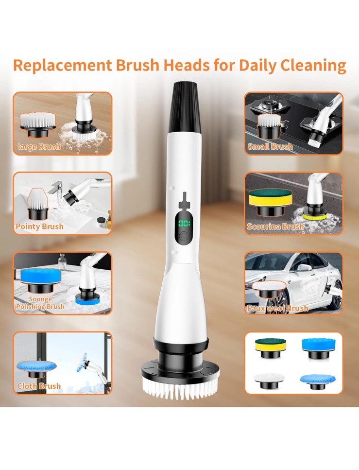 11 in 1 Electric Spin Scrubber Cordless Cleaning Brush 3 Adjustable Angles 2 …
