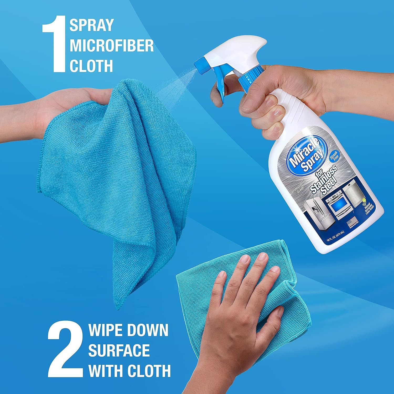 Miraclespray for Stainless Steel, Cleaning Spray, Removes Fingerprints and Smudg