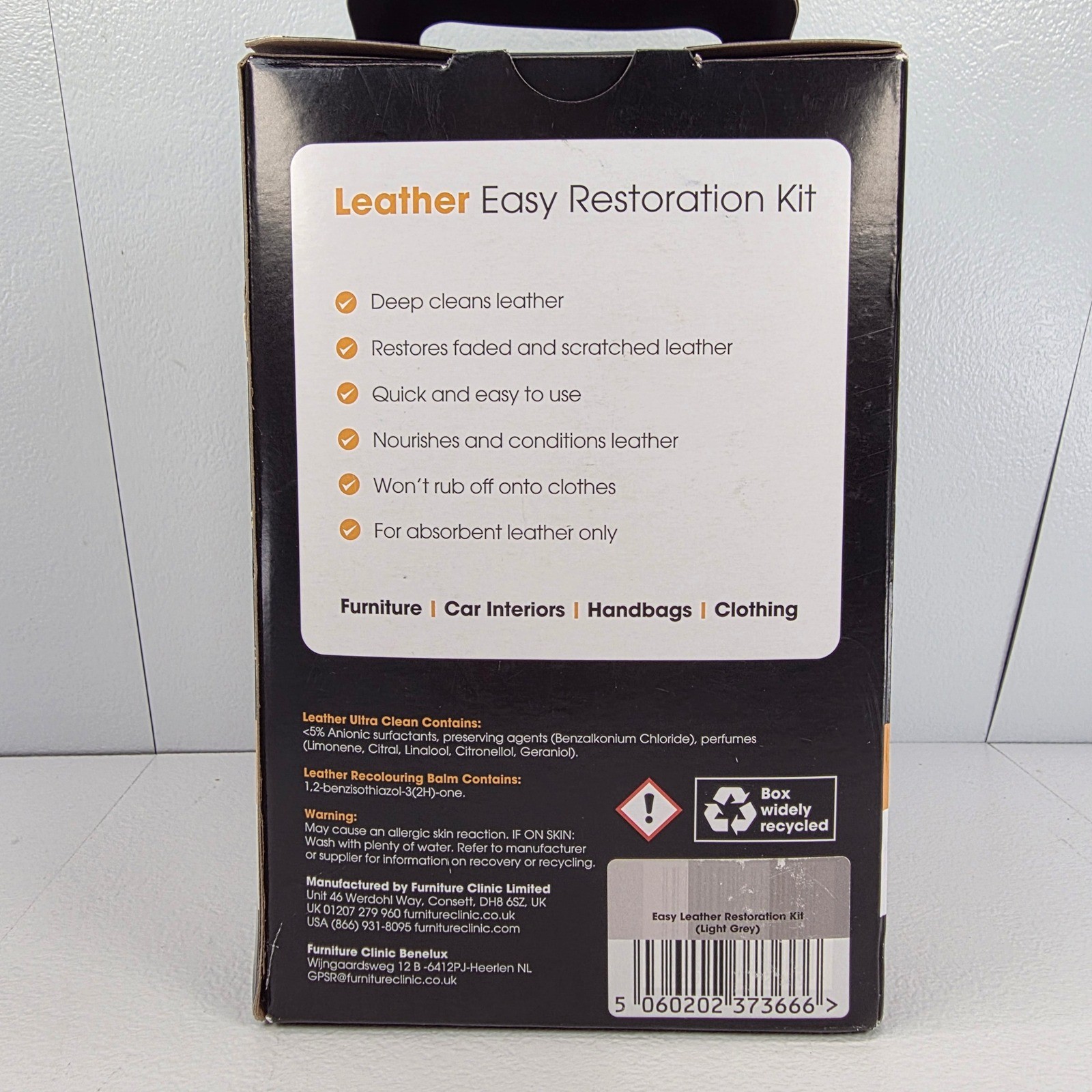 Furniture Clinic Leather Easy Restoration Kit Light Grey Clean Restore