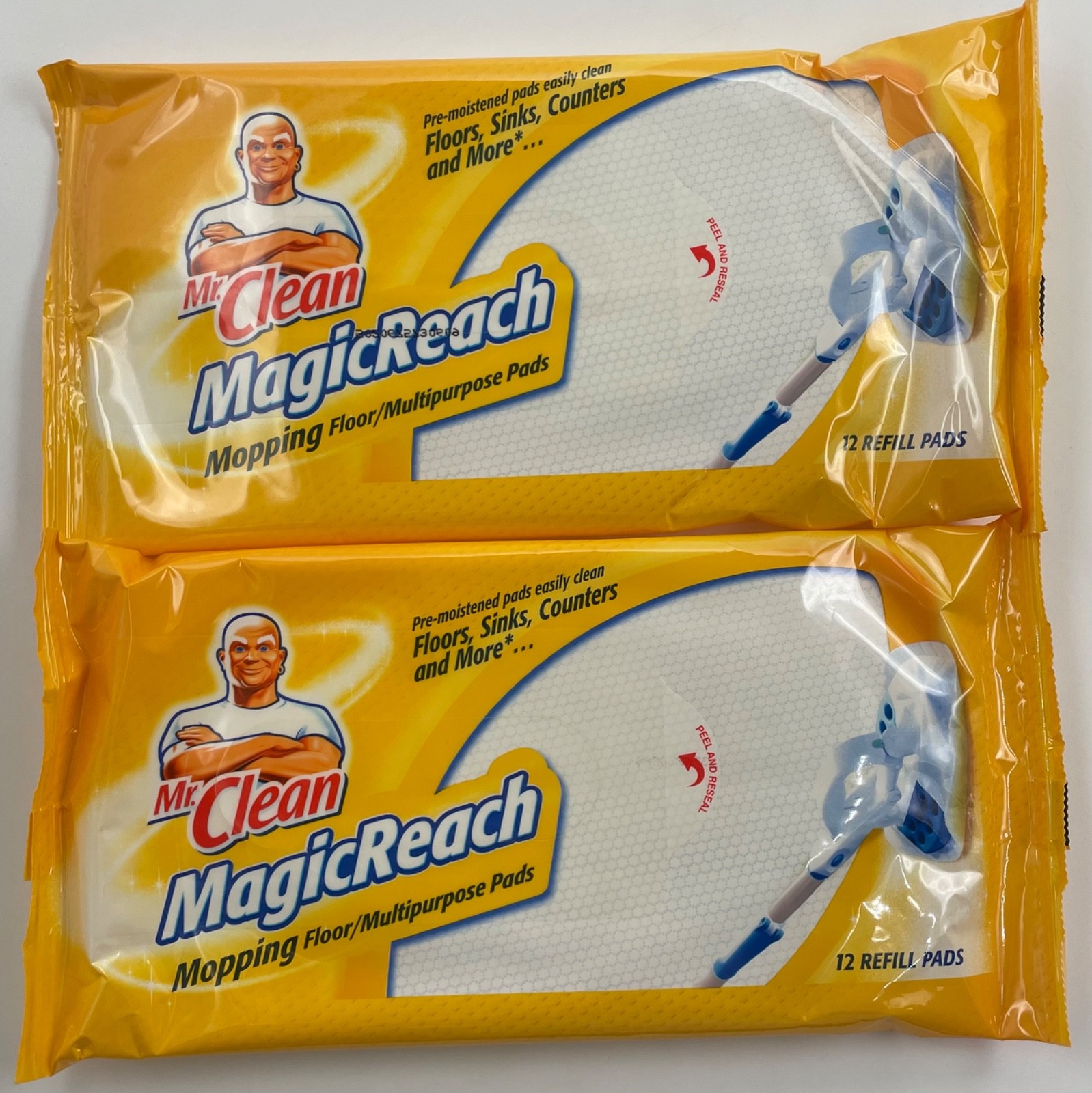 Mr Clean Magic Reach Mopping Floor Multipurpose 12 Refill Pads 24 Total NEW