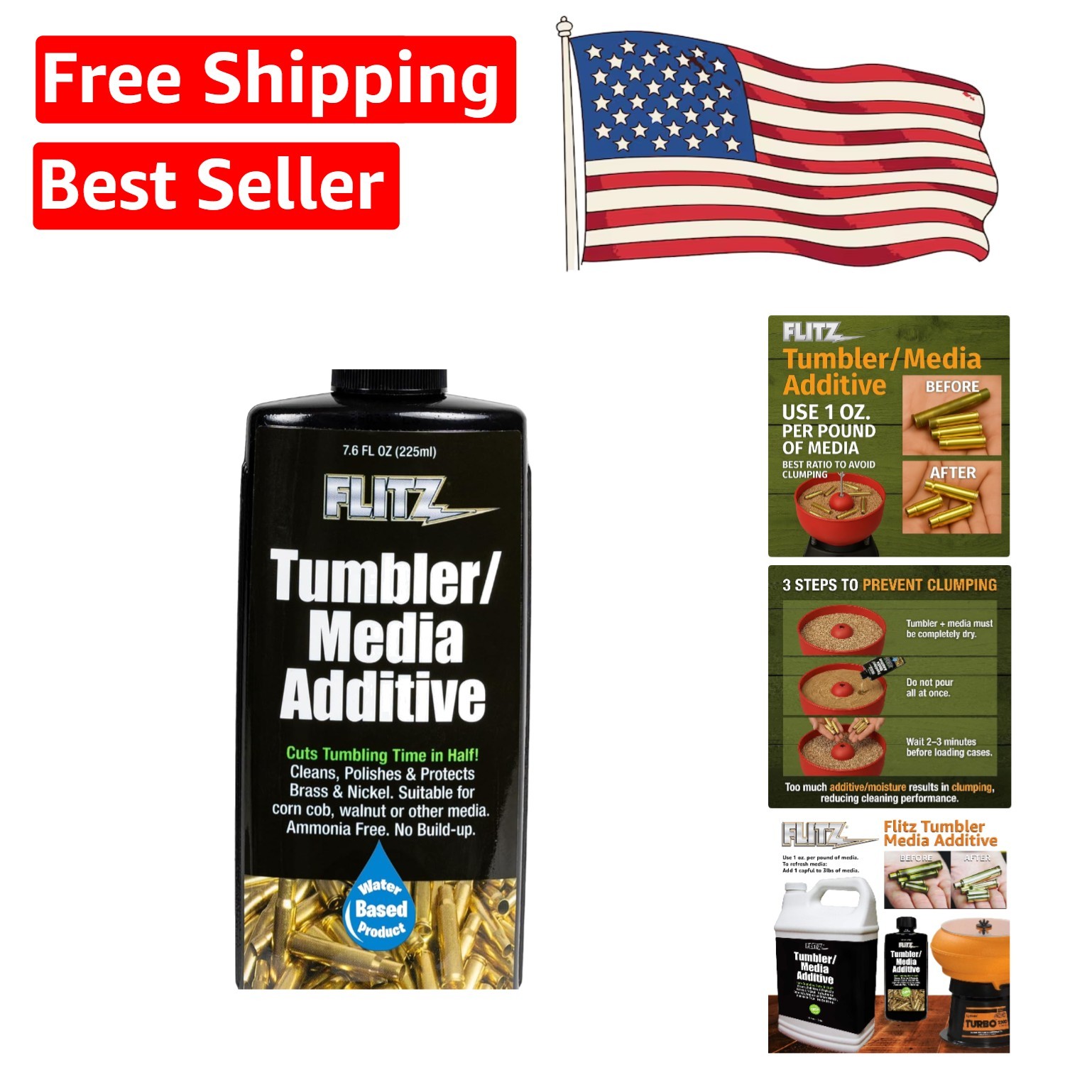 High-Performance 7.6oz Brass Cleaner – Cuts Tumbling Time in Half, Made in USA