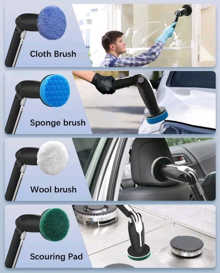 Electric Spin Scrubber Cleaning Brush Leebein YMG-818 Replaceable Heads