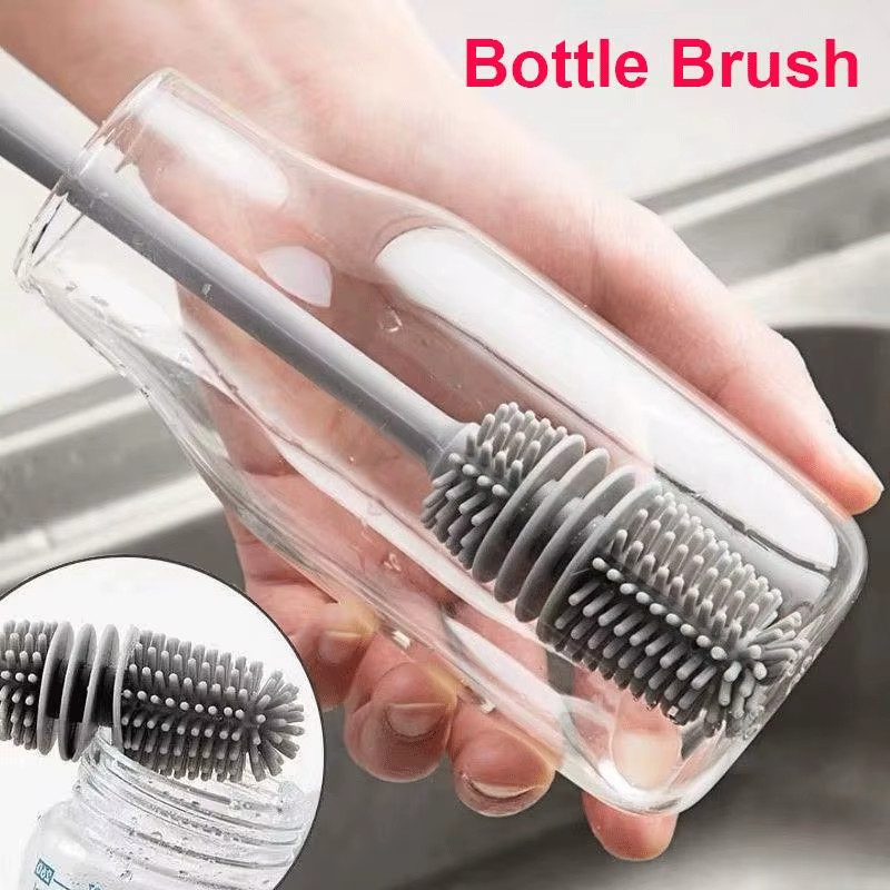 Silicone Bottle Brush Cup Scrubber Glass Cleaner Kitchen Cleaning Tool