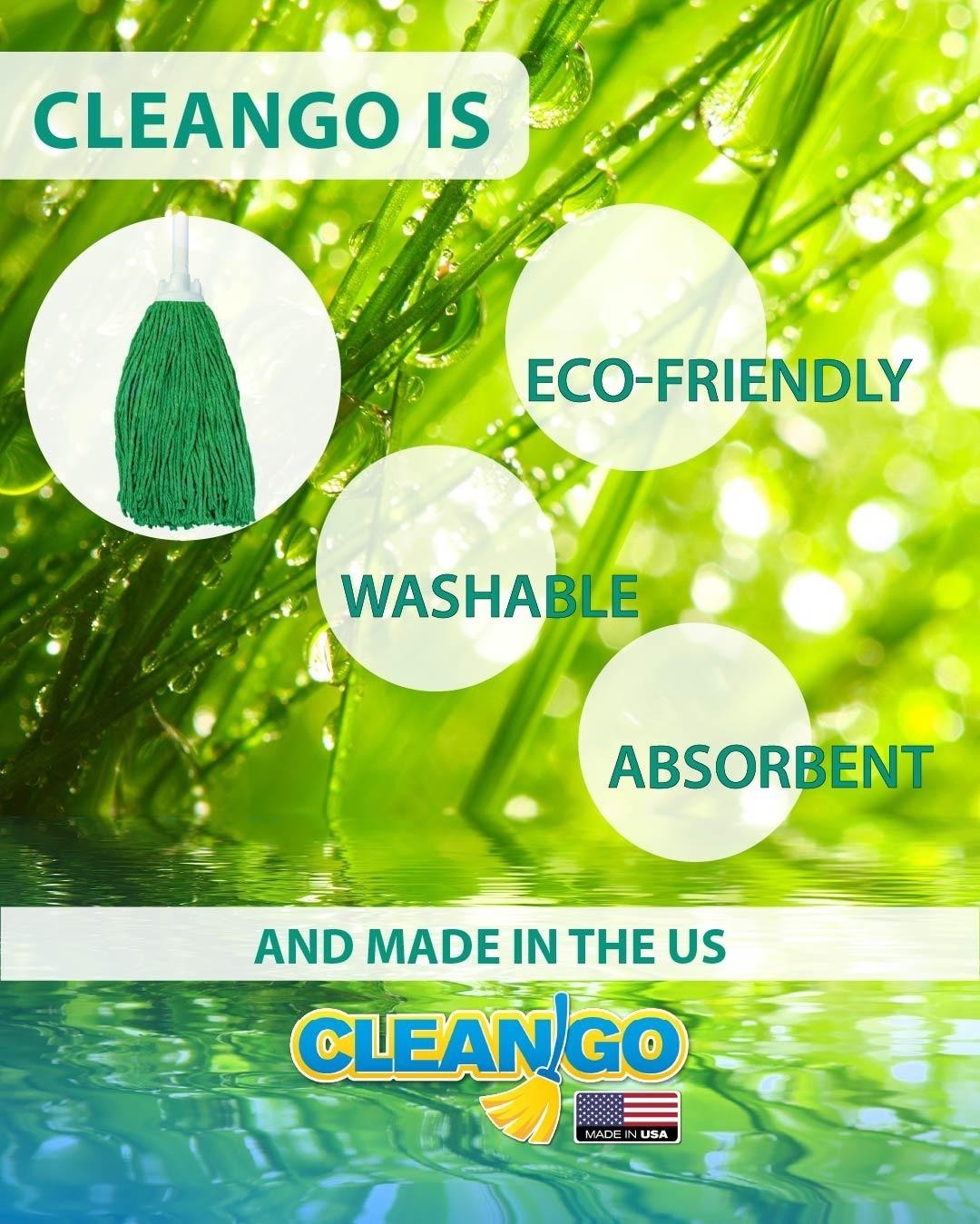 String Mop 100% Cotton, 43″ Handle, Blue, Floor Cleaning with Scrubber, Hand Mad