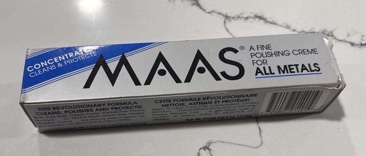 MAAS Concentrated Fine Polishing Cream for ALL METALS 4oz Tube 98-100% Full