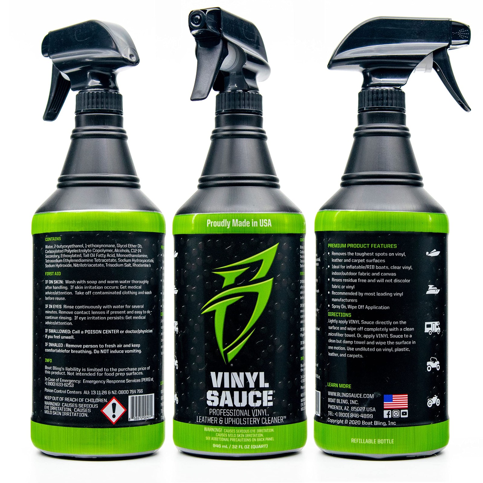 Vinyl Sauce Boat Seat and Upholstery Cleaning Spray, Removes Sunblock, OEM Ap…