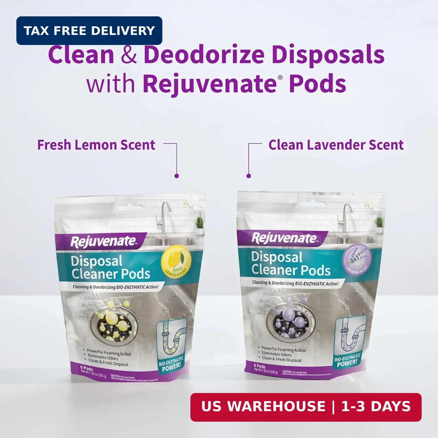Rejuvenate Disposal Cleaner, 6 Pods, Lavender-Scented Disposal and Pipe Cleaner