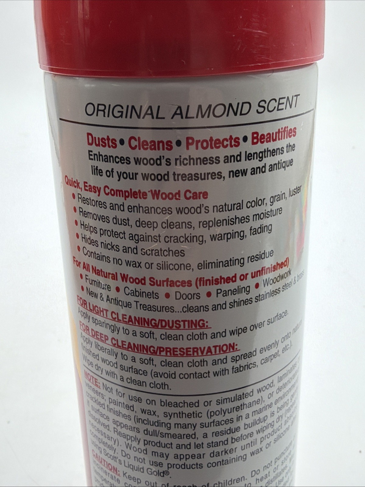 Vintage Scotts Liquid Gold Wood Cleaner & Preservative Almond Scent 12oz 75%