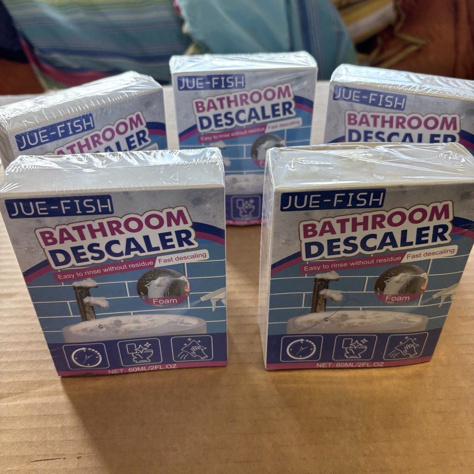 Lot Of 5 Jue-Fish Bathroom Descaler Foam Spray 2 Fl Oz NEW IN BOX