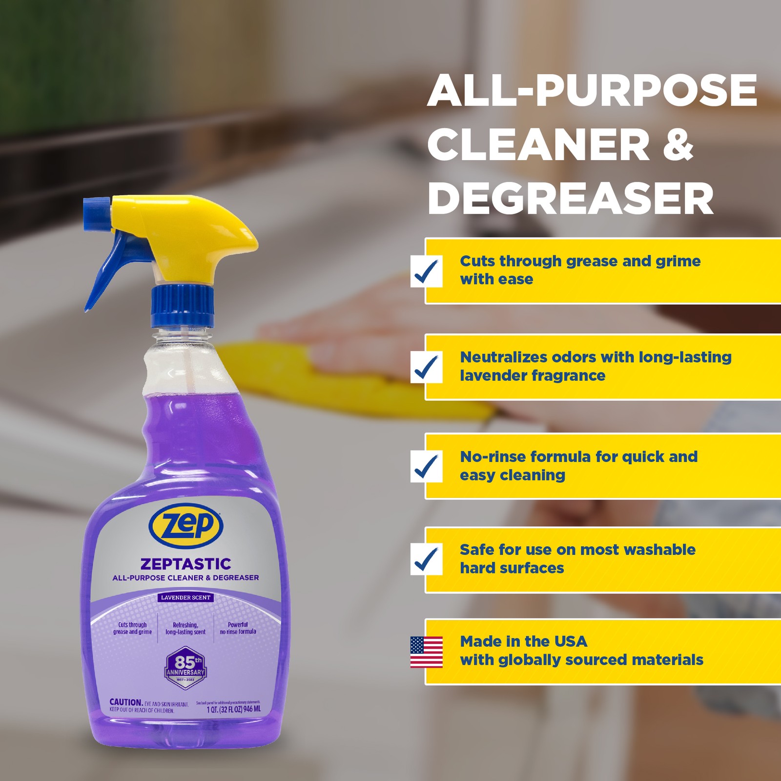 Zep Zeptastic All-Purpose Cleaner and Degreaser – 32 oz (Case of 12) 325712 –