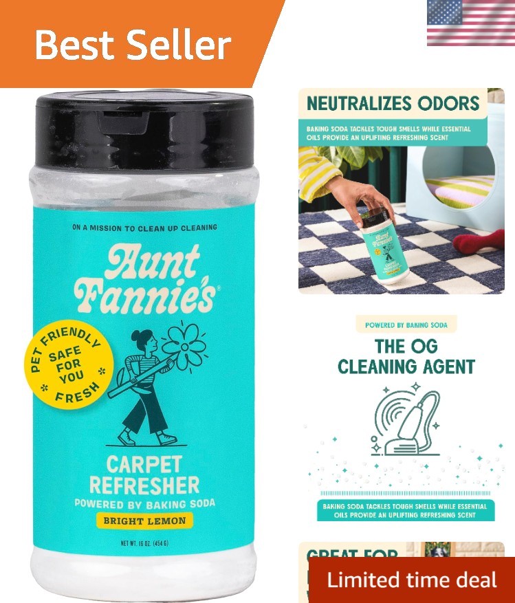 Pet Safe Carpet Refresher & Deodorizer Powder – Bright Lemon Scent, 16 Oz